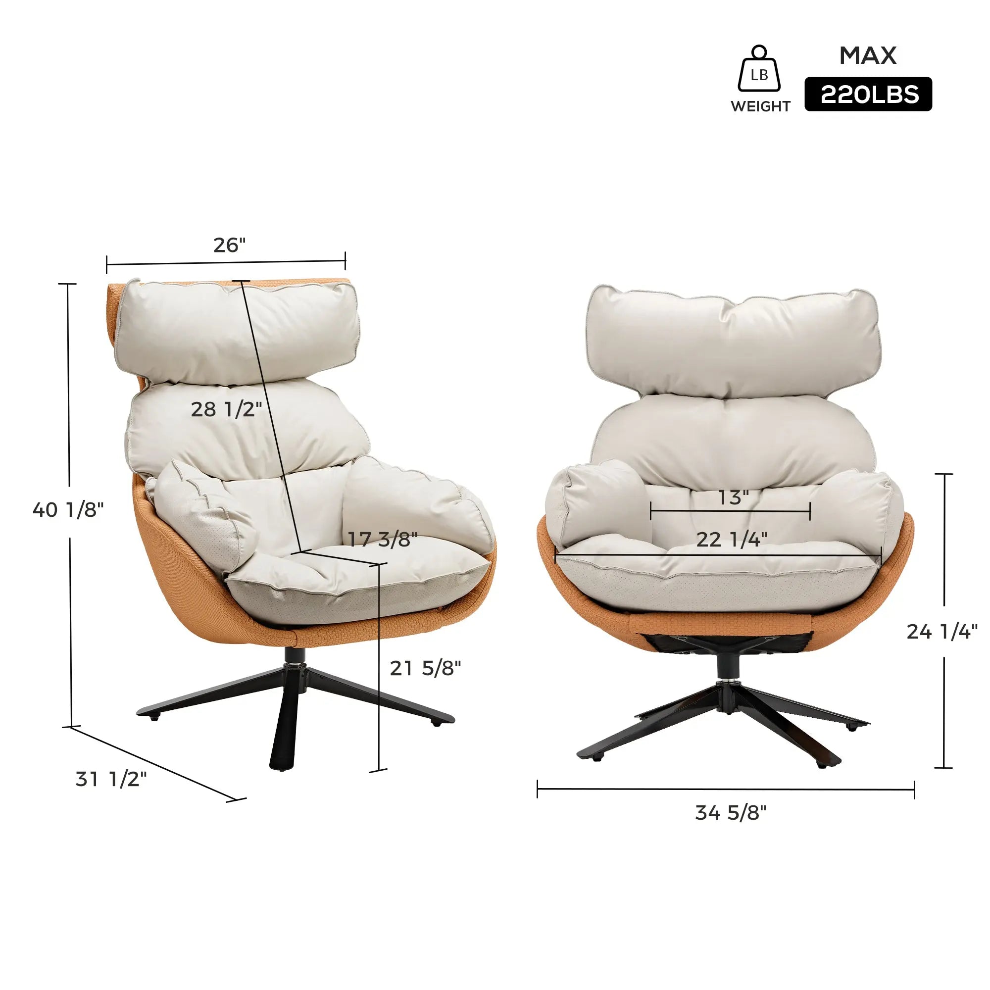 Todd High Back Swivel Armchair - Modern Lounge Chair for Living Room, Office & Reading Nook - Ergonomic Comfort & 360-Degree Rotation