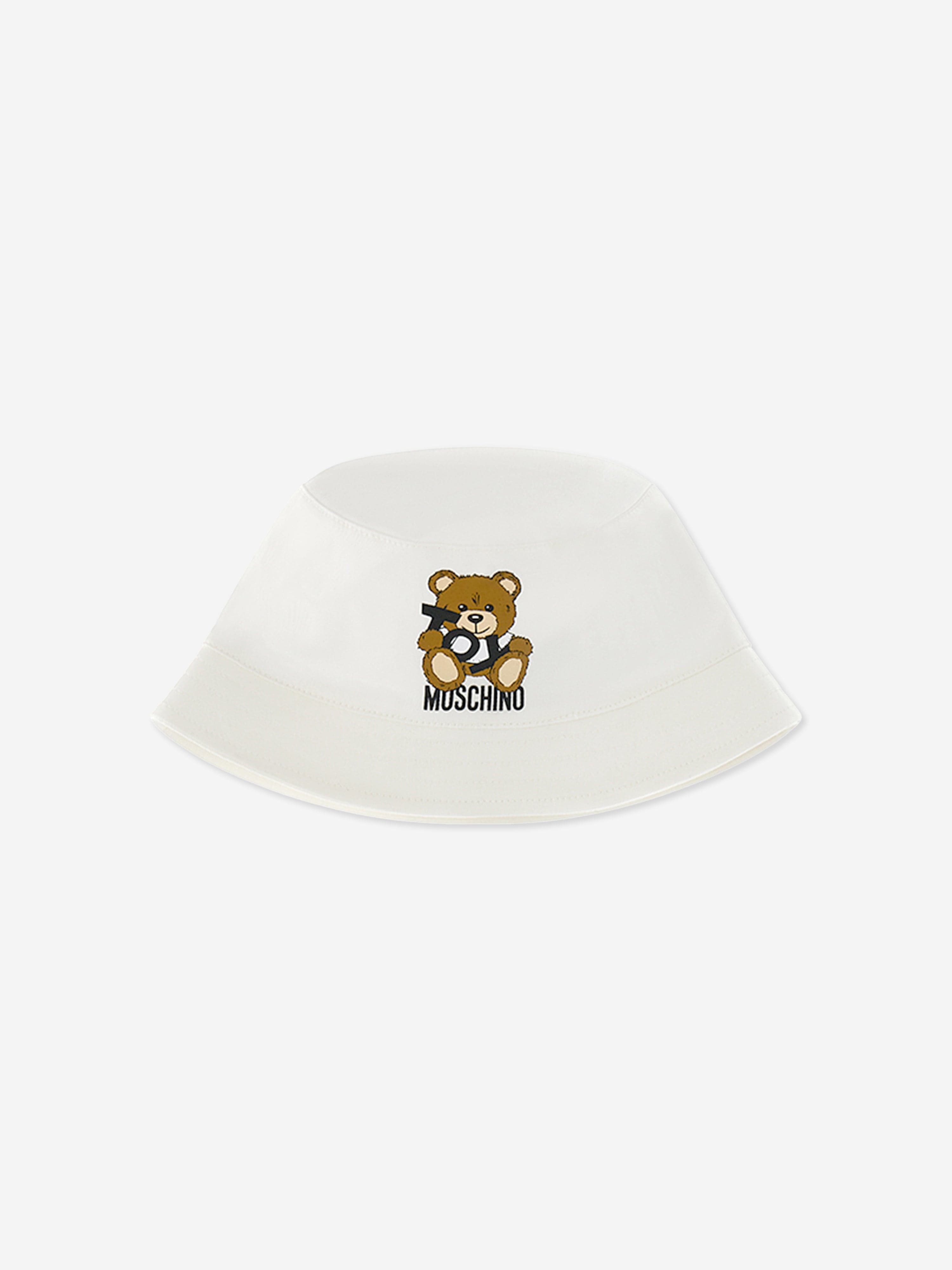 Baby Bear Bucket Hat with Gift Box - White Cotton Sun Hat for Boys & Girls - Perfect for Outdoor Play, Beach Trips & Photoshoots