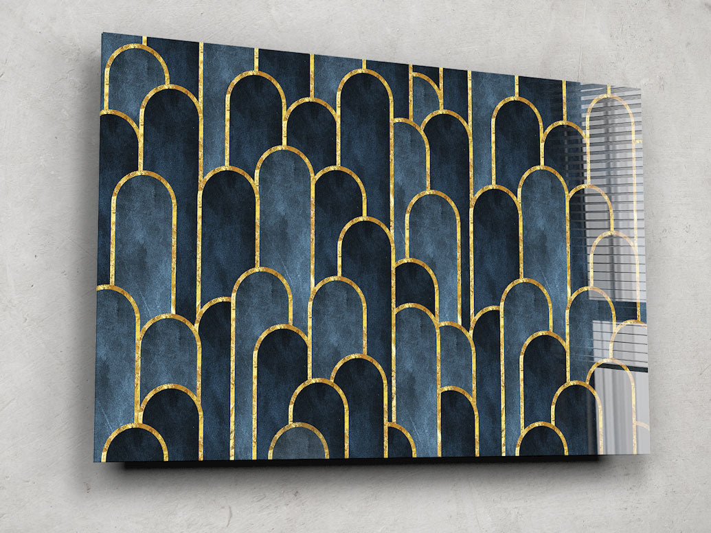Dark Blue Geometric Abstract Wall Art Canvas Print - Modern Home Decor for Living Room, Bedroom & Office