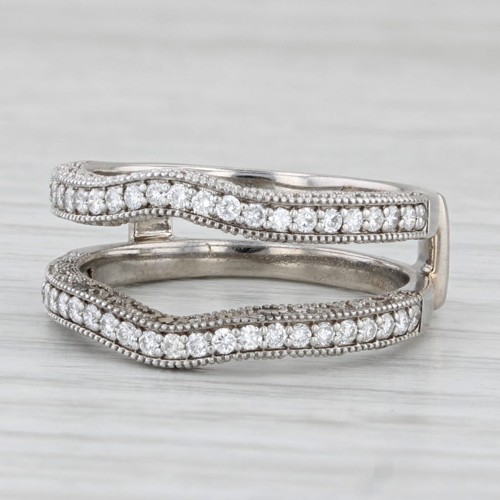 0.47ctw Diamond Ring Enhancer Guard - 14k White Gold Wedding Band Size 7.5 - Perfect for Bridal Stacking & Anniversary Gifts