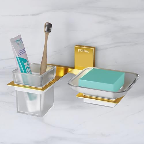 Glass Soap Dish with Tumbler Holder