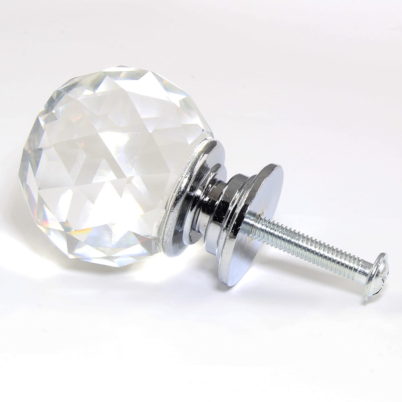 Uenhoy 6-Pack 1.2 Inch Clear Round Diamond Crystal Cabinet Knobs - Premium Drawer Pulls for Kitchen Cabinets, Wardrobes, Dressers & Furniture (Perfect for Home Renovation & DIY Projects)