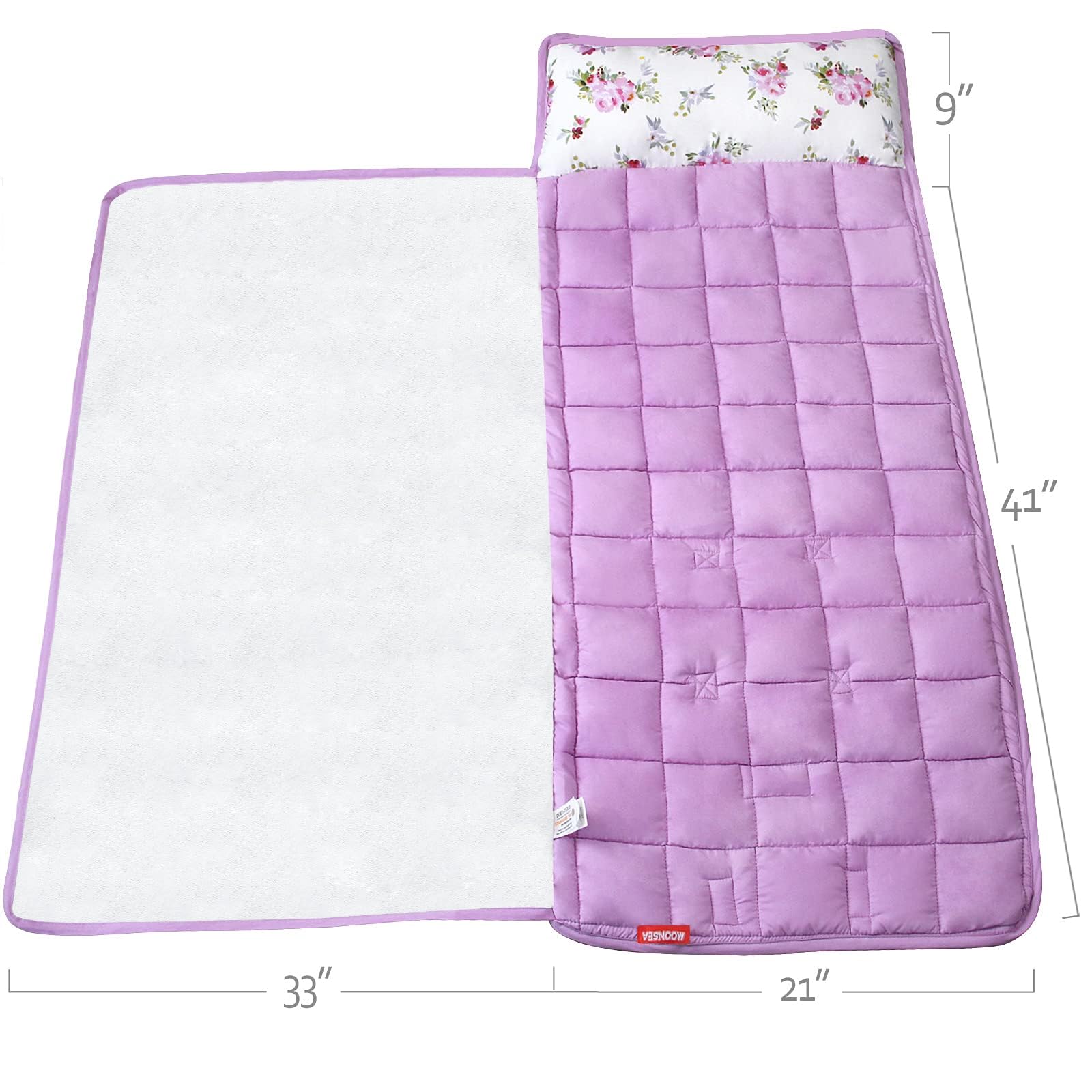 Floral Toddler Nap Mat for Girls with Pillow & Soft Fleece Blanket - Lightweight Portable Sleeping Mat for Daycare, Preschool & Travel