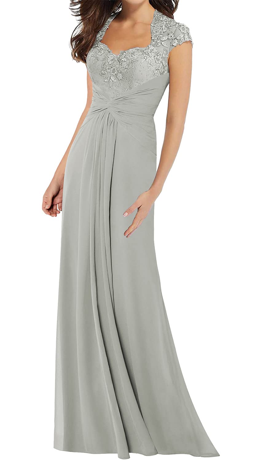 Elegant Lace Long Chiffon Wedding Guest Dress for Women - Cap Sleeve Mother of The Bride & Prom Gown | Perfect for Formal Events, Evening Parties & Special Occasions