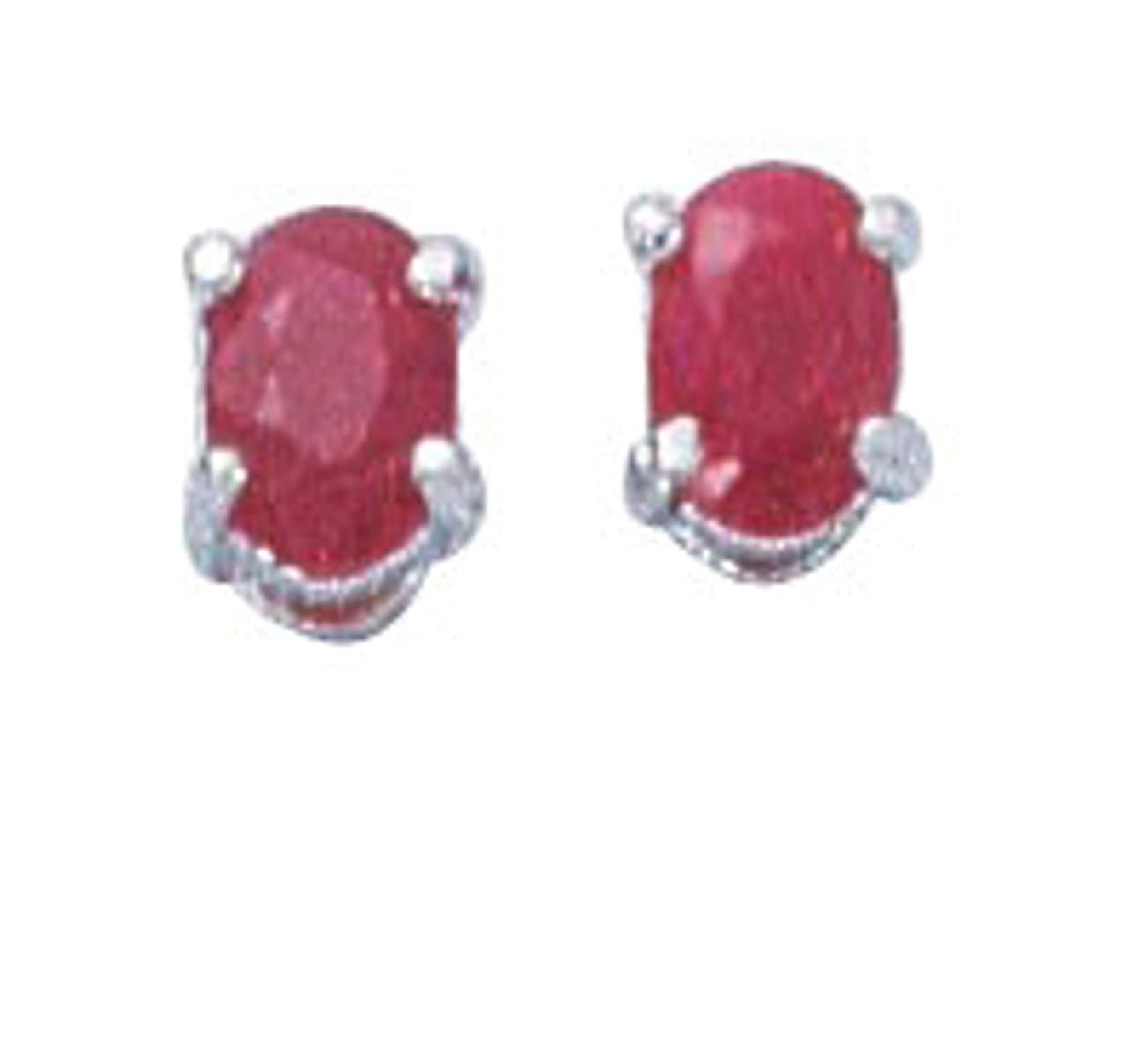 Sterling Silver Oval Synthetic Ruby Stud Earrings for Women – Hypoallergenic Post Earrings for Sensitive Ears | Perfect for Weddings, Parties & Everyday Wear