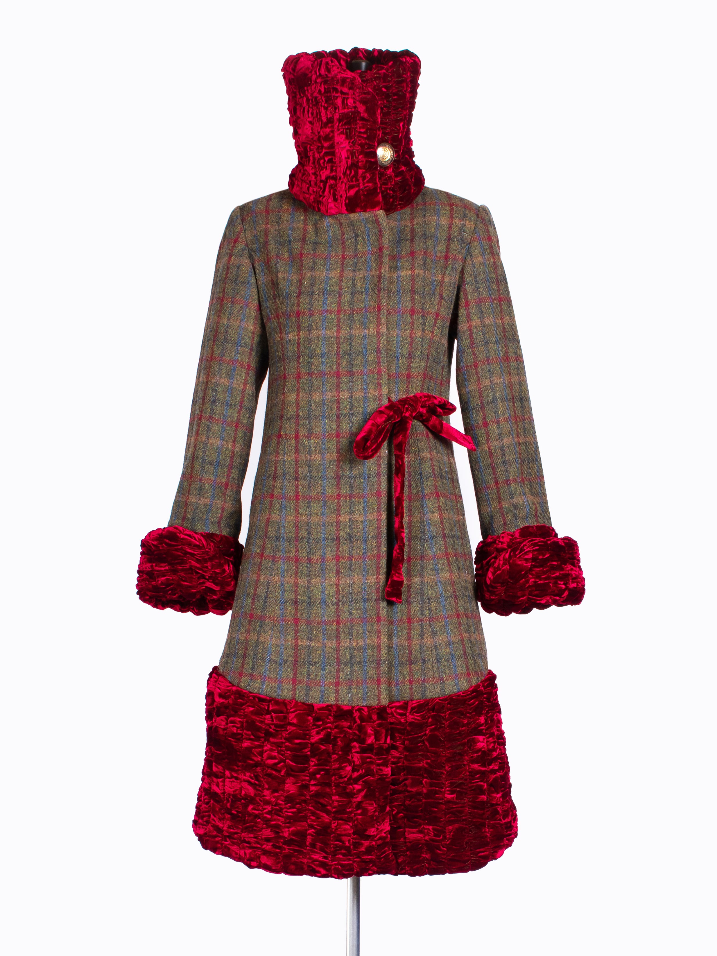 Stylish 20s Coat for Women - Vintage Green & Red Winter Jacket - Perfect for Holiday Parties & Cold Weather Fashion