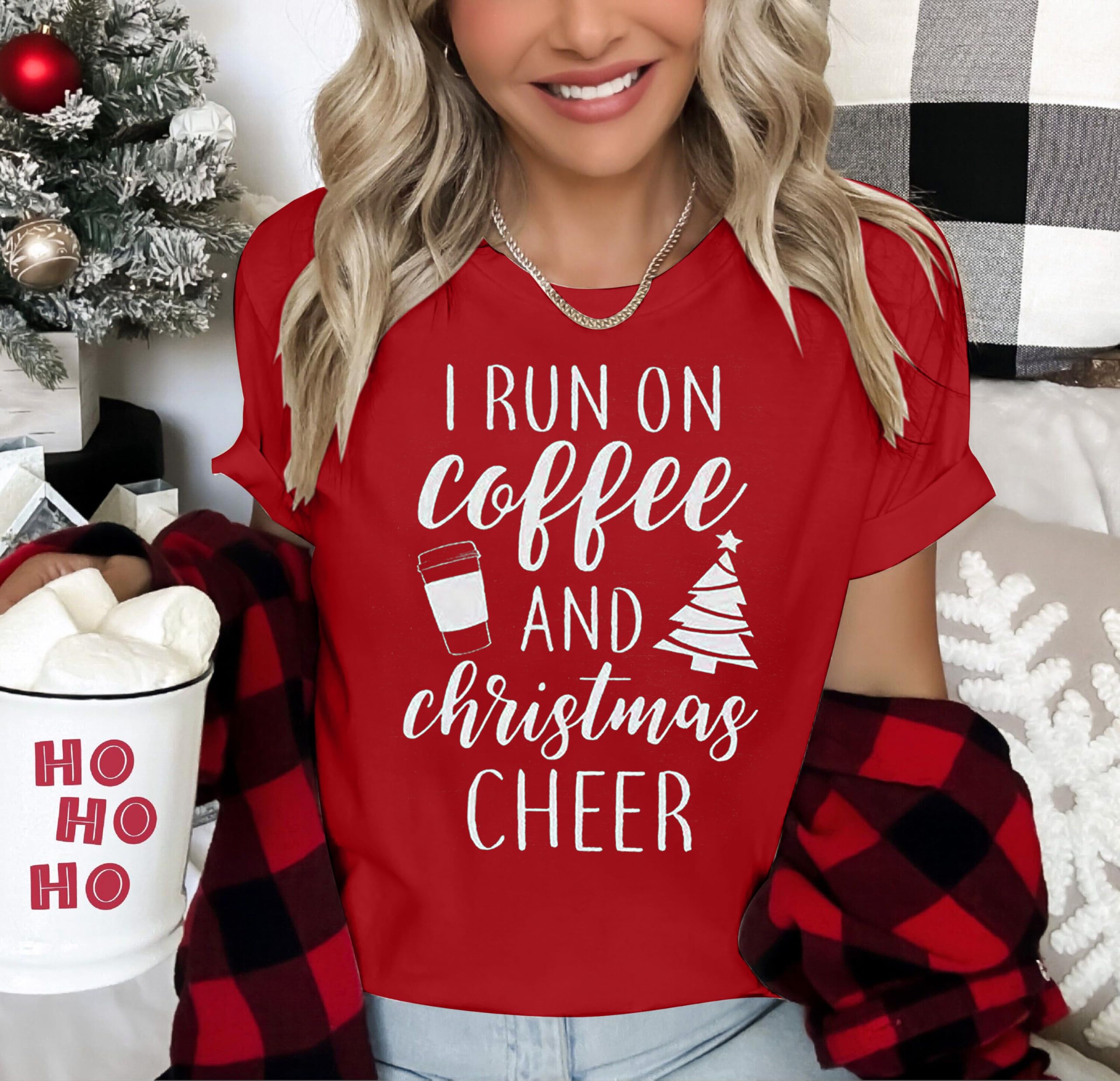 LUKYCILD Women's Christmas T-Shirts - Festive Holiday Tees for Teachers & Women | Perfect for Christmas Parties, Family Gatherings & Gift Giving