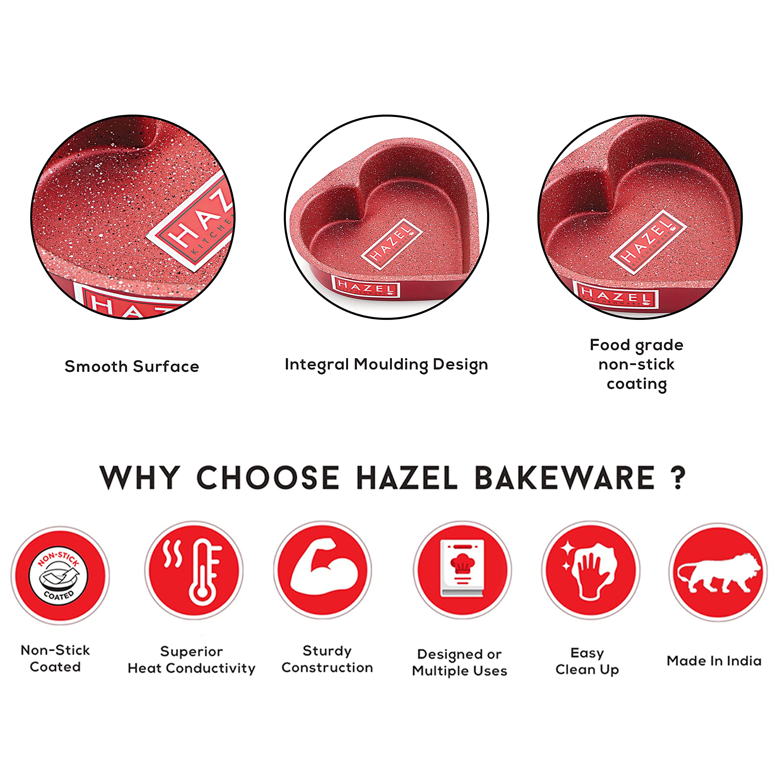 Non-Stick Heart-Shaped Cake Mold - 1/2kg (500g) Aluminized Steel Baking Pan for Microwave & OTG - Perfect for Valentine's Day, Birthday Cakes & Home Baking (Red)