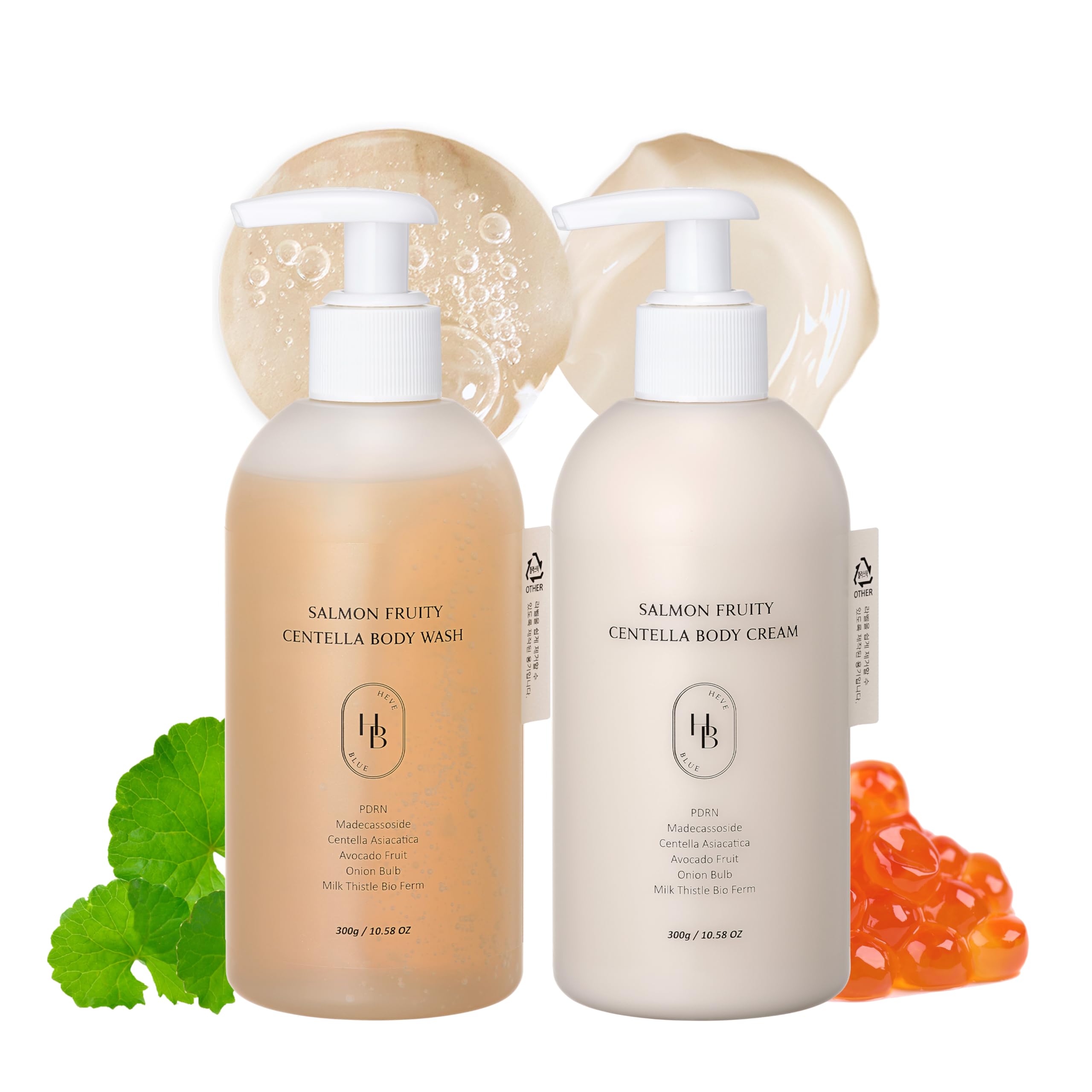 Salmon Fruity Centella Body Wash & Body Cream Set – Hydrating Skincare Duo for Sensitive Skin | Valentine's Day Gift for Her | Perfect for Daily Shower & Moisturizing Routine