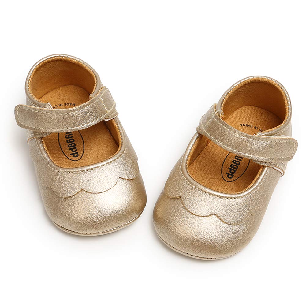 Baby Girls Mary Jane Flats - Anti-Slip Rubber Sole Bow Dress Shoes for Toddlers | Princess Style First Walkers for Parties & Special Occasions