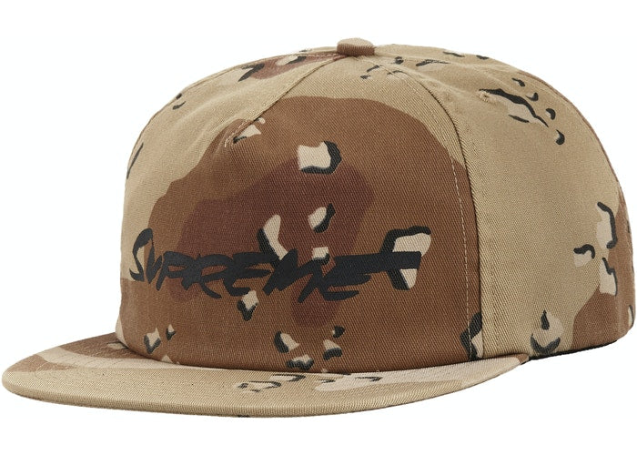 Supreme Futura Logo 5-Panel Camo Hat - Streetwear Fashion Accessory for Men & Women - Perfect for Urban Style, Skateboarding, and Hip-Hop Outfits