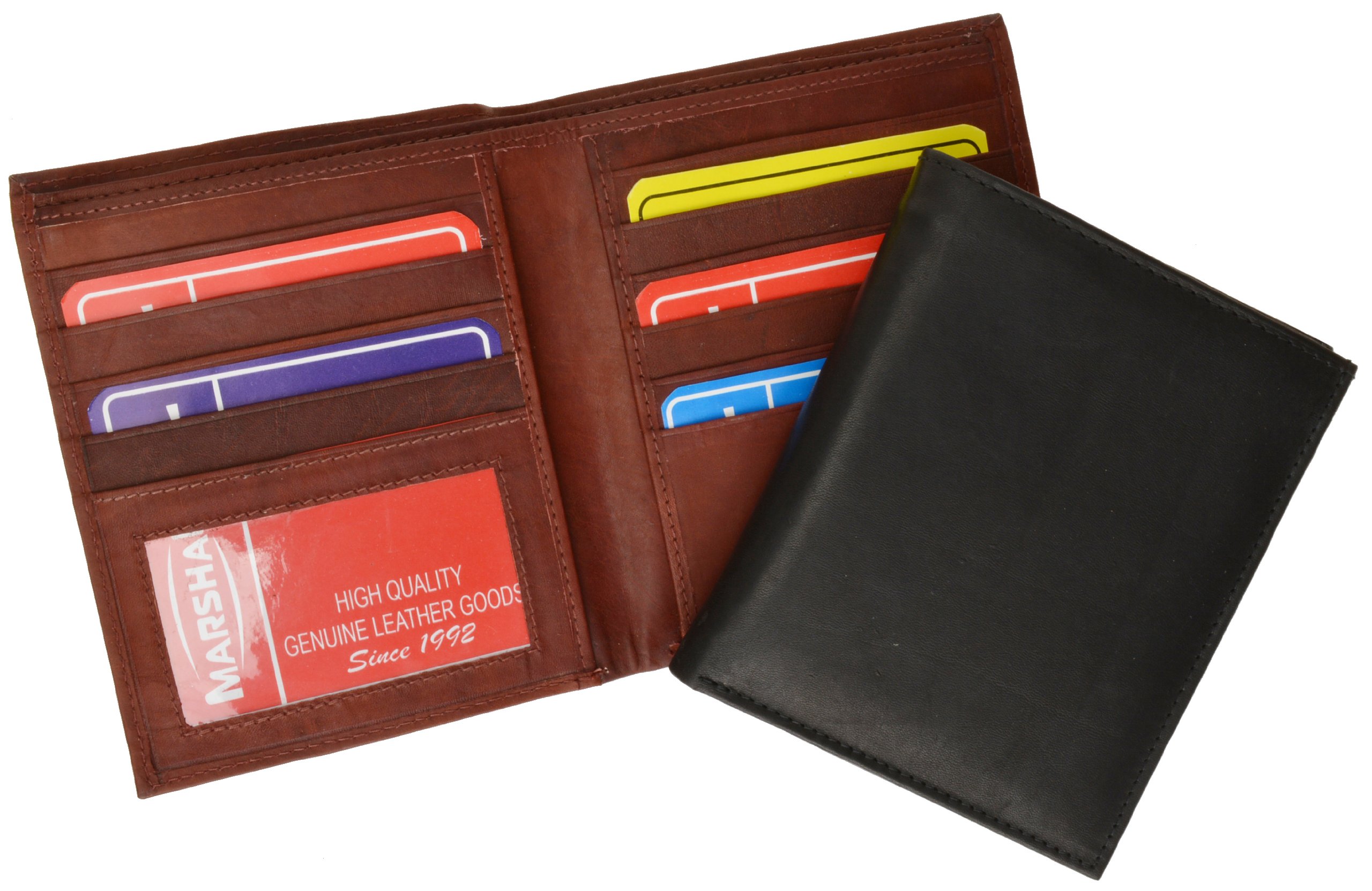 MARSHAL Genuine Leather Wallet for Men - Slim RFID Blocking Bifold with ID Window & Card Holder #2502 | Perfect for Everyday Carry, Travel & Business Use