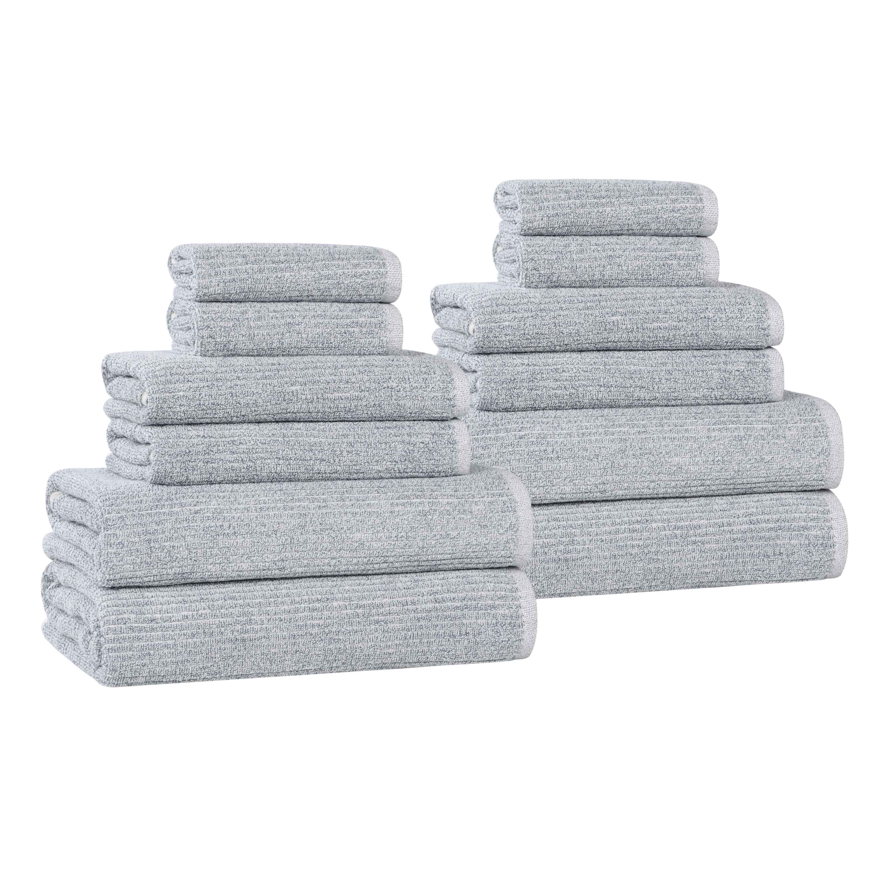 Premium 12-Piece Cotton Blend Ribbed Towel Set - Ultra Soft & Absorbent Bath Towels for Spa, Gym & Luxury Home Use