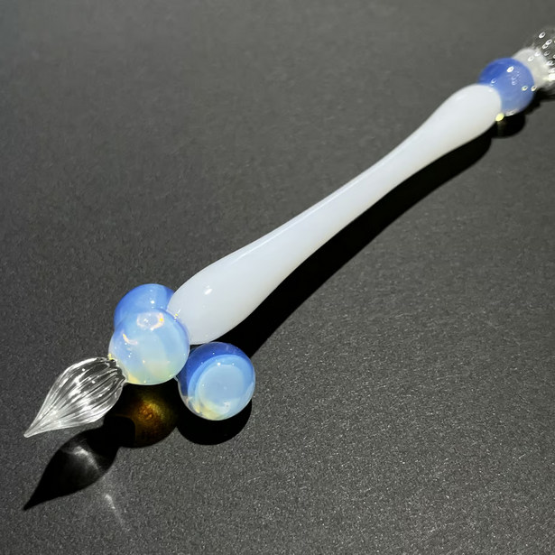 Japanese Glass Dip Pen Rest - White Opal Calligraphy Pen Holder for Ink Writing, Drawing & Lettering - Perfect for Artists, Writers & Craft Lovers
