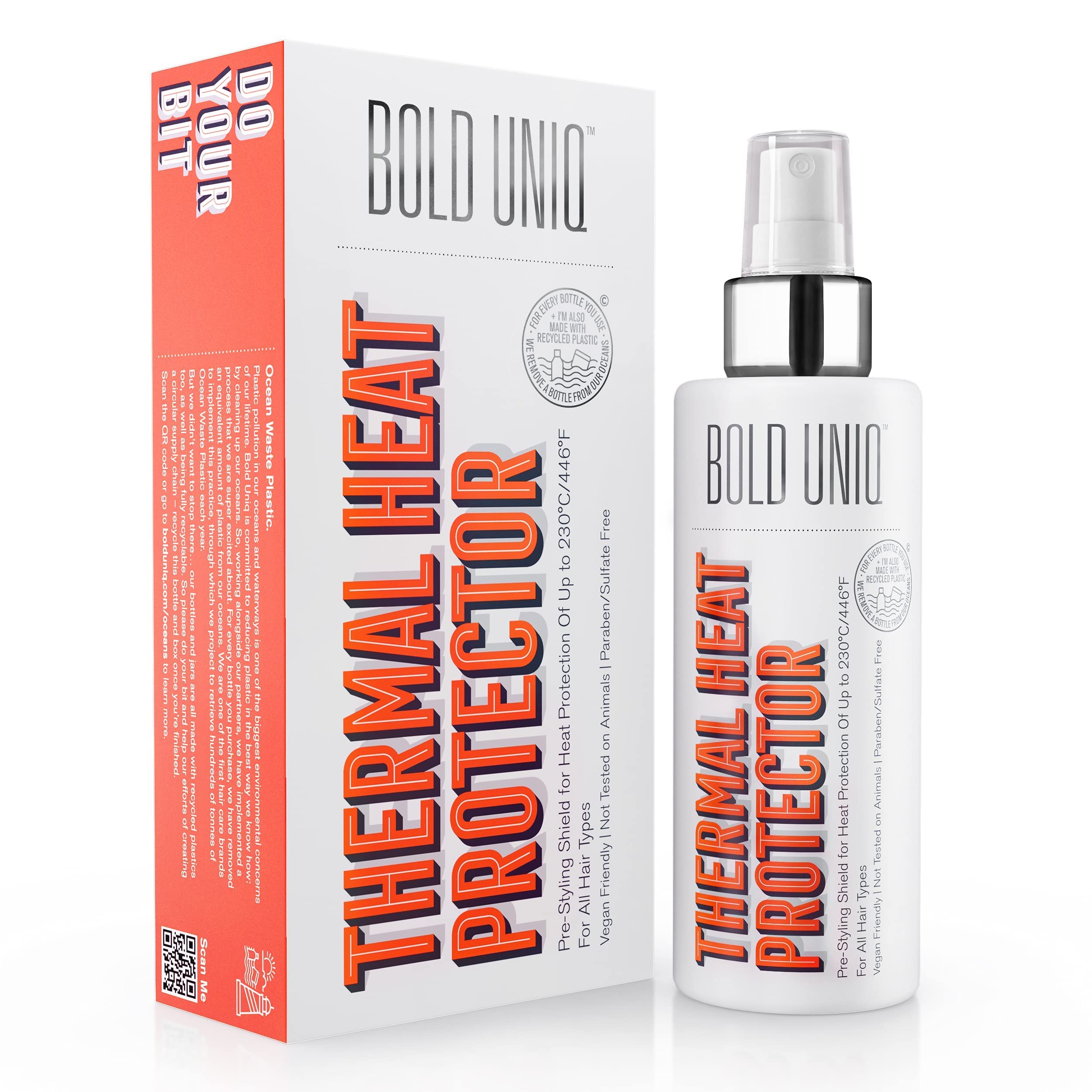 BOLD UNIQ Heat Protectant Spray & Purple Shampoo Bundle - Thermal Protection up to 450°F for Blonde, Platinum, Silver & Gray Hair - Sulfate-Free Hair Care Set - Perfect for Salon Styling & At-Home Color Maintenance