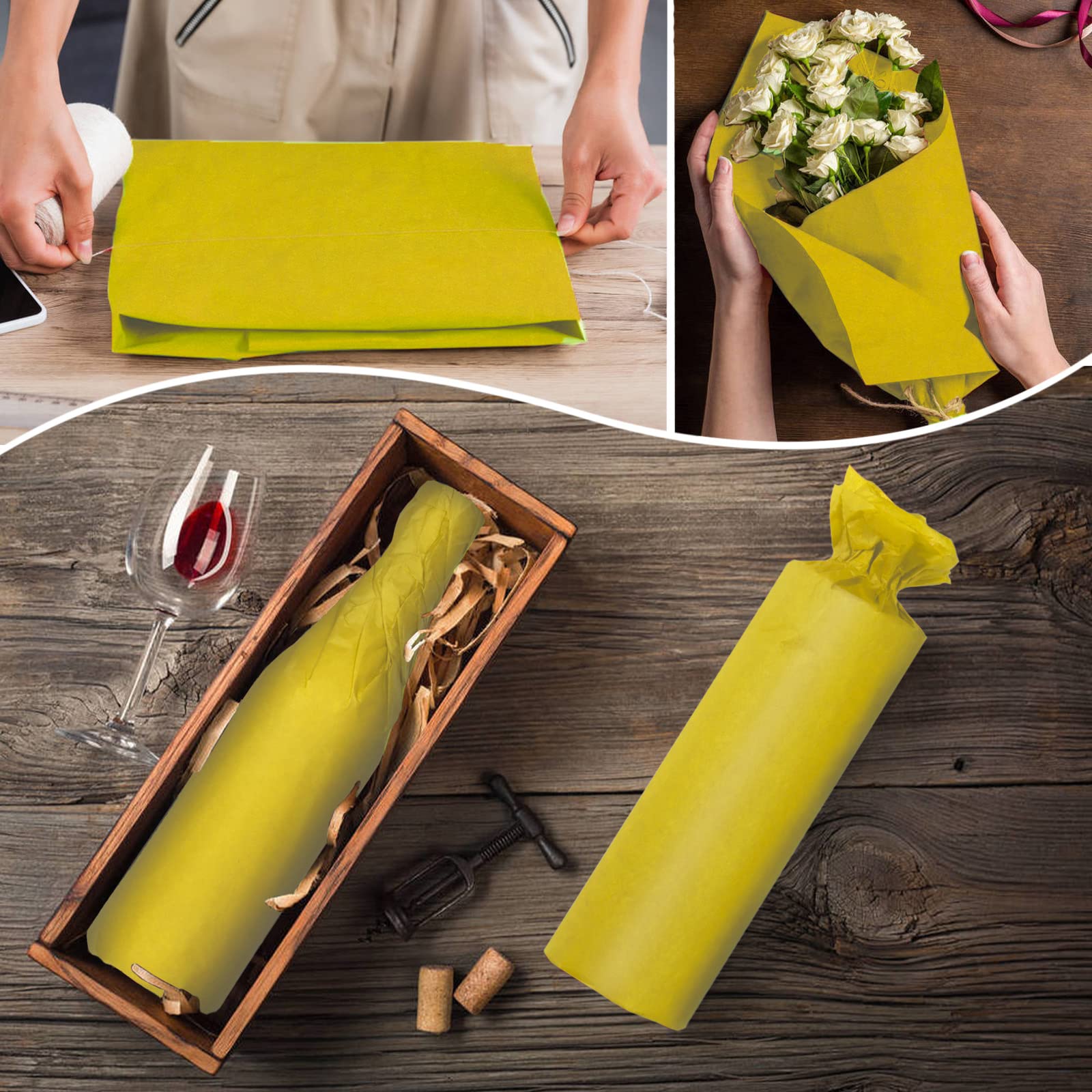 100 Sheets Yellow Tissue Paper 14 x 20 Inches - Bulk Wrapping Paper for Weddings, Birthdays, DIY Projects, Crafts & Decor | Perfect for Gift Wrapping, Party Decorations & Scrapbooking