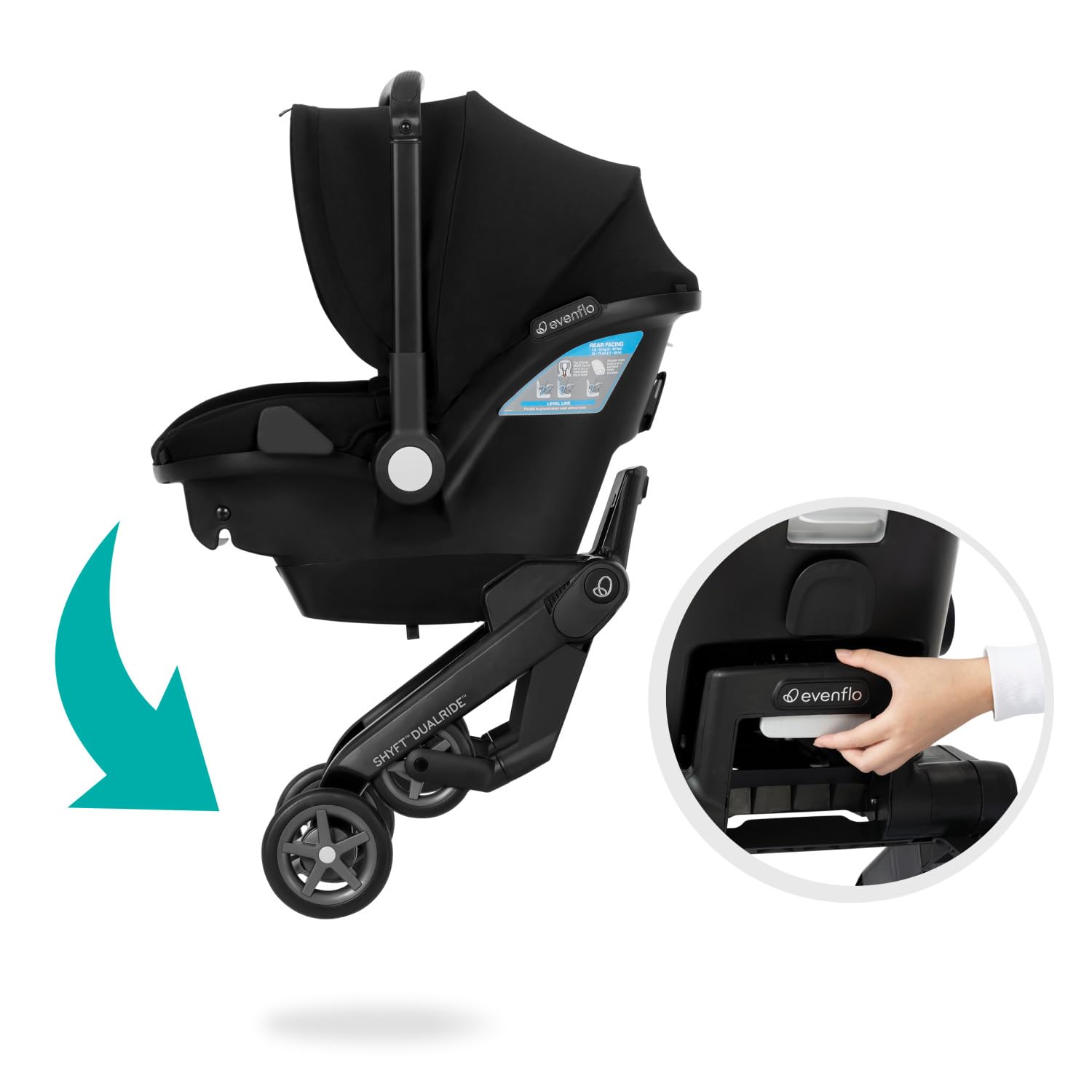 Evenflo Shyft DualRide Infant Car Seat & Stroller Combo - Bryson Blue | Safe Travel System for Newborns | Perfect for Shopping, Travel & Daily Outings