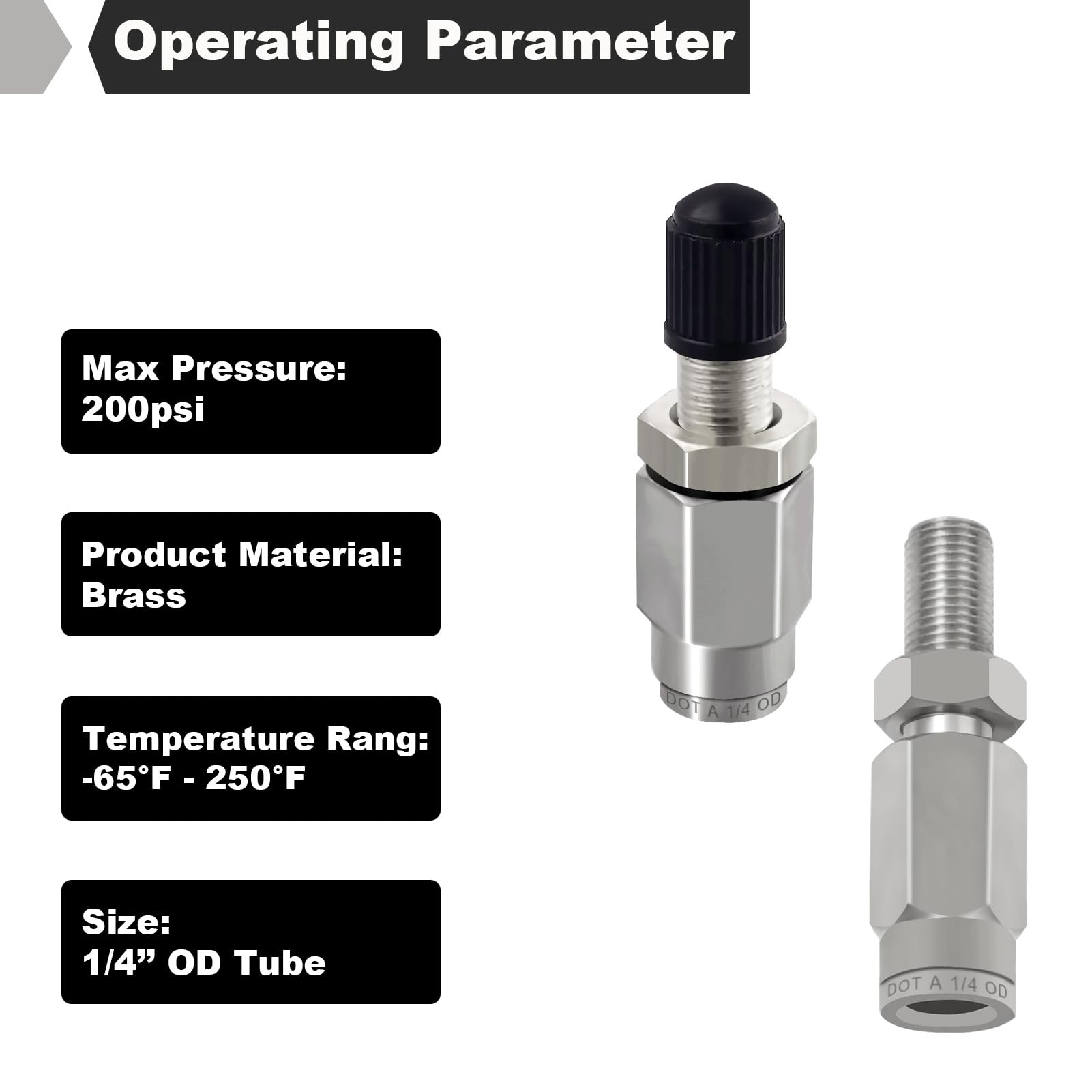 3 Pack ASYH Air Inflation Schrader Valve with Push to Connect Button - 1/4