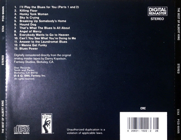 Best of Albert King CD - Compilation, Club Edition, Remastered (NM or M) - Perfect for Blues Music Collectors & Audiophiles