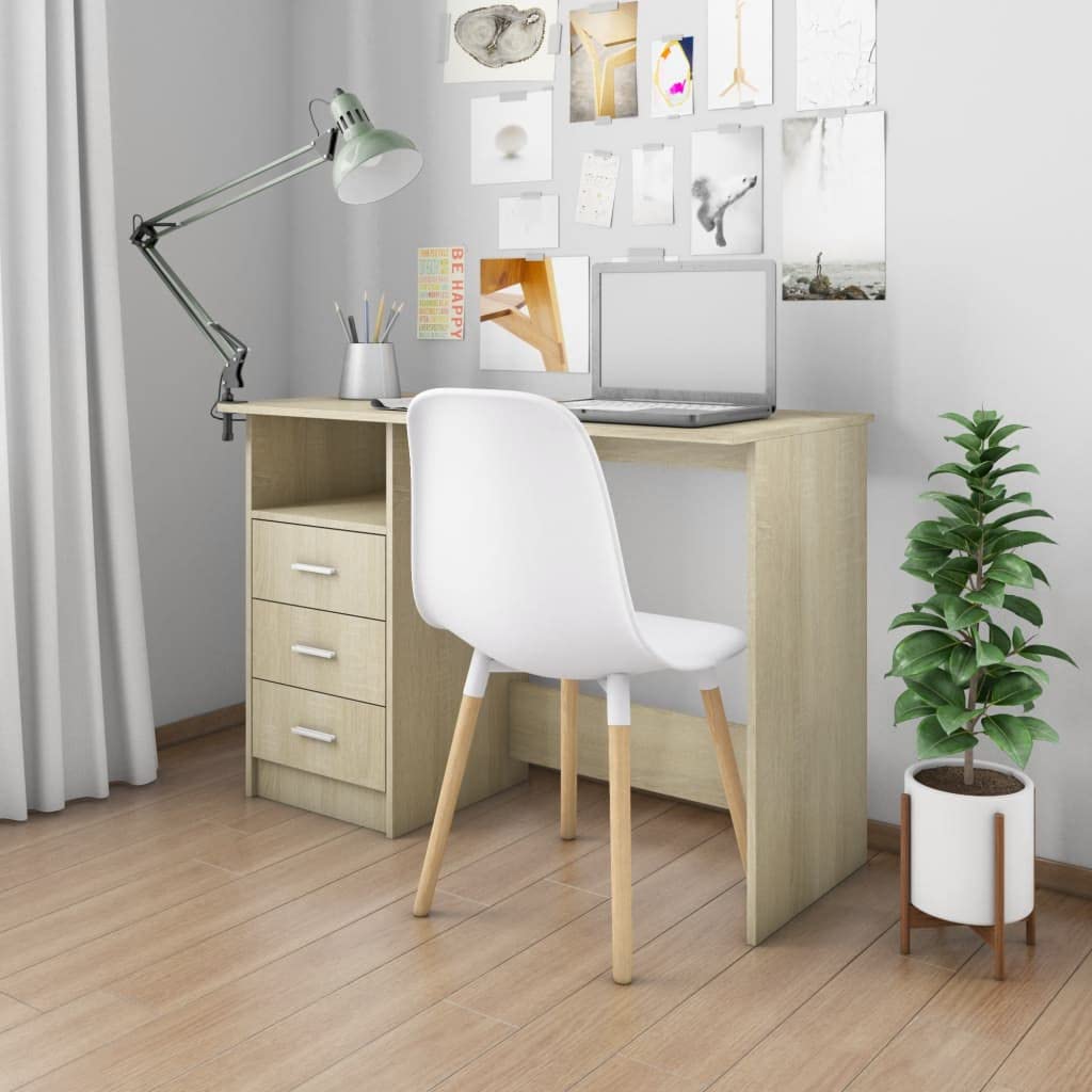 Sonoma Oak Executive Desk with Storage Drawers - 43.3