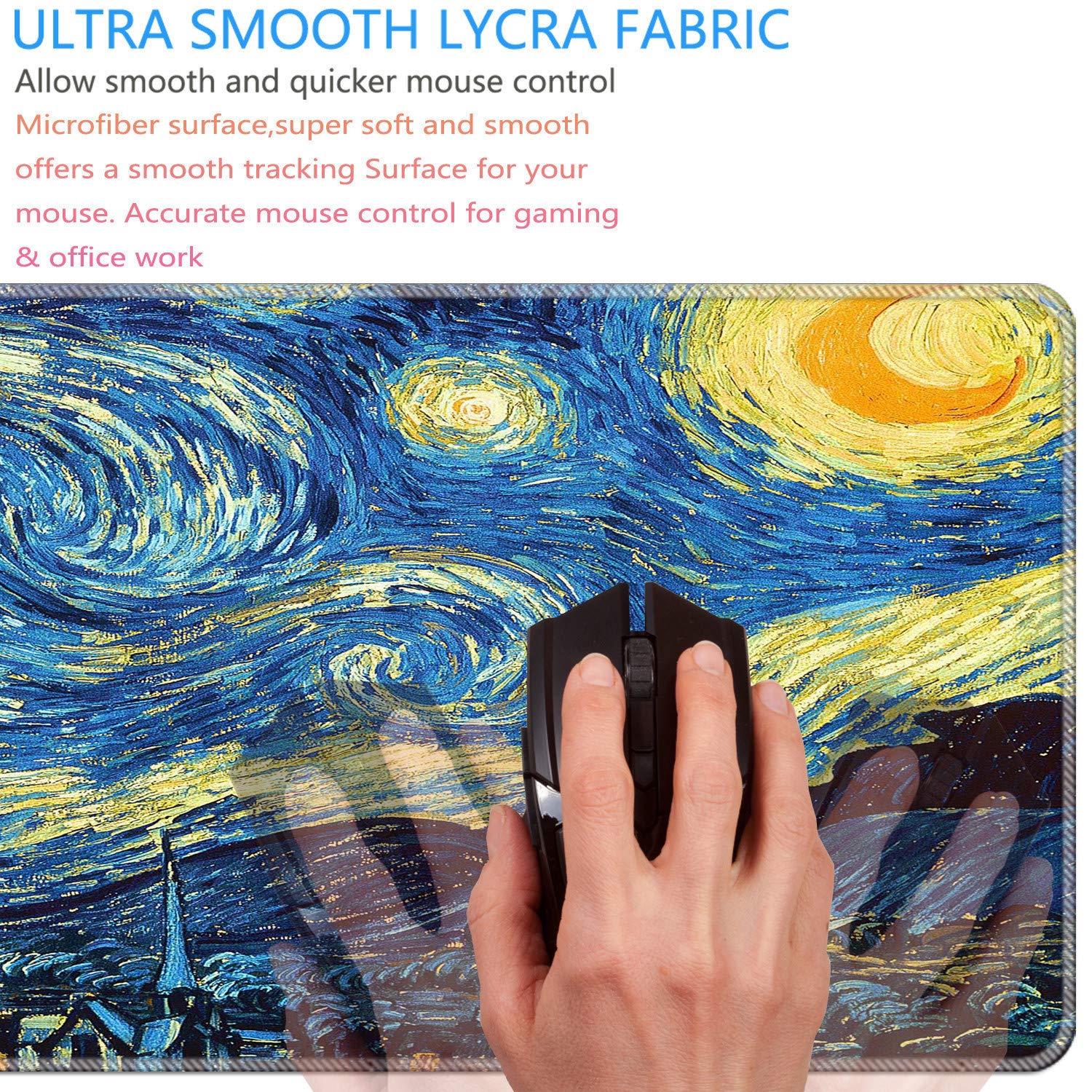 Large Gaming Mouse Pad with Stitched Edges - Waterproof Extended Desk Mat, Non-Slip Rubber Base (31.5