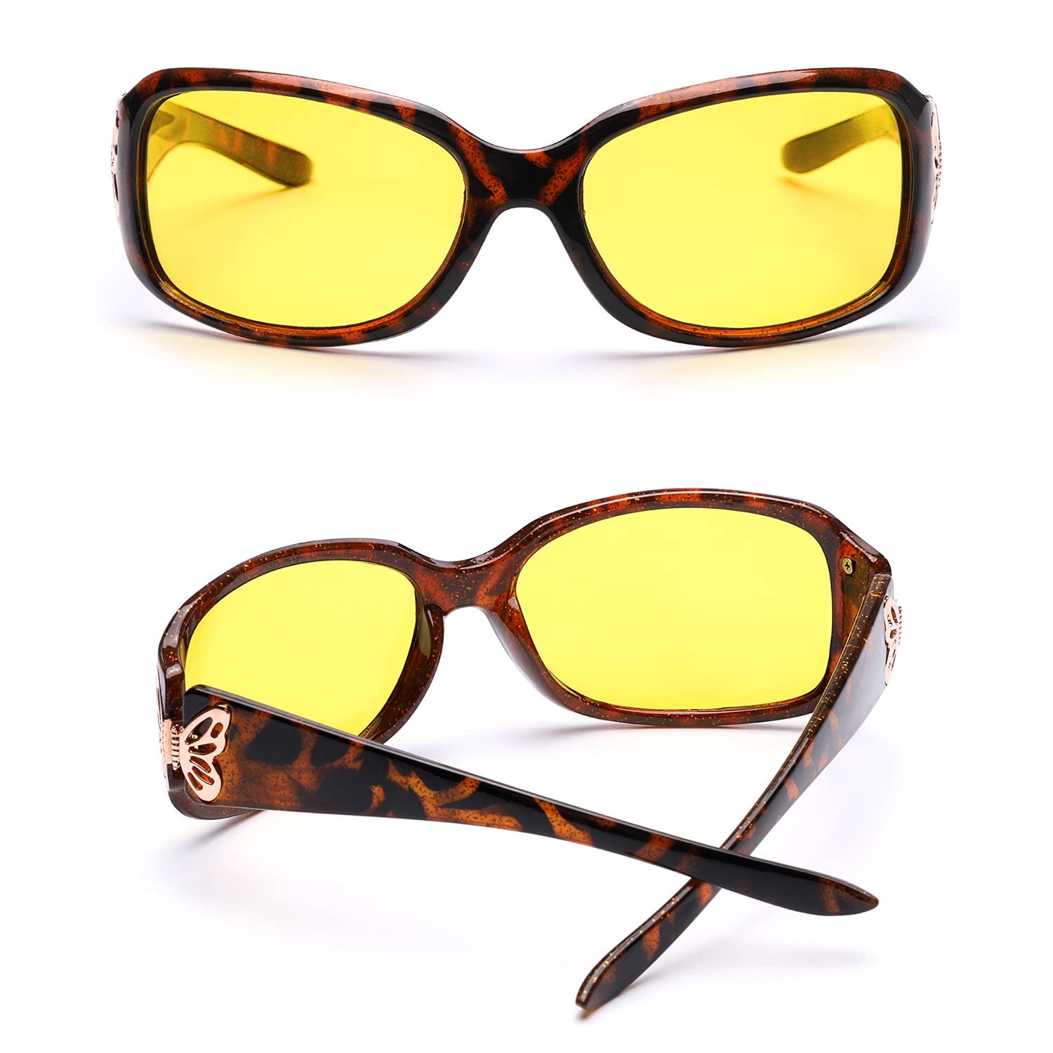 LVIOE Polarized Night Vision Glasses - Yellow Tinted for Women Driving at Night