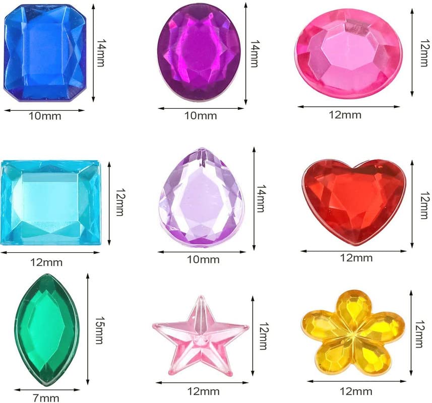 150 Pcs Mixed Size Acrylic Flatback Rhinestones - 10-15mm DIY Gems & Jewels for Arts, Crafts, Jewelry Making, Scrapbooking & Nail Art Decoration