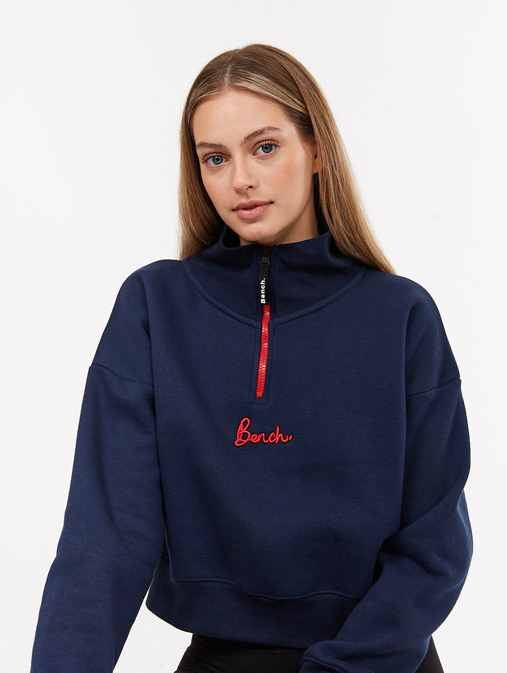 Rochelle Zip Mock Neck Crop Sweatshirt - Women's Casual Pullover Hoodie for Streetwear & Loungewear | Perfect for Everyday Wear, Gym & Coffee Dates