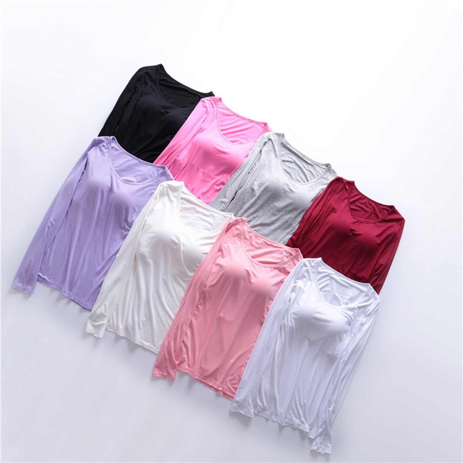 Women's Comfortable Long Sleeve Crew Neck T-Shirts - Soft Padded Basic Tee Shirts, Breathable Casual Summer Tops for Everyday Wear, Workout & Layering