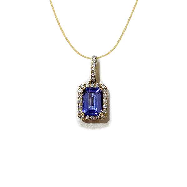 18K Yellow Gold Tanzanite Pendant Necklace for Women | Elegant Tanzanite Jewelry Gift for Birthday, Anniversary & Special Occasions