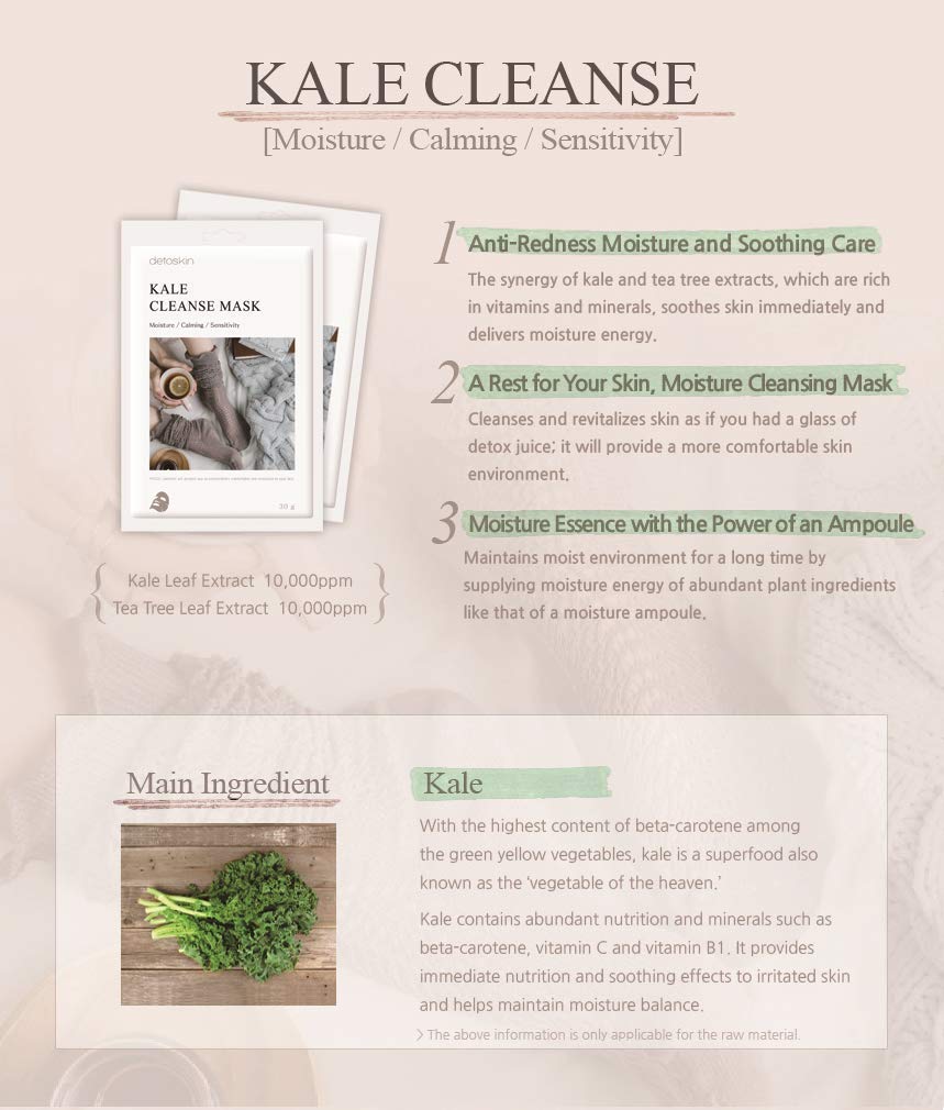 Korean Collagen Essence Kale Serum Facial Mask 1.01 fl.oz (30ml) | 10 Sheet Masks for Sensitive & Dry Skin | Deep Hydration & Anti-Aging | Perfect for Night Care & Spa Day | Women & Men Skincare Routine
