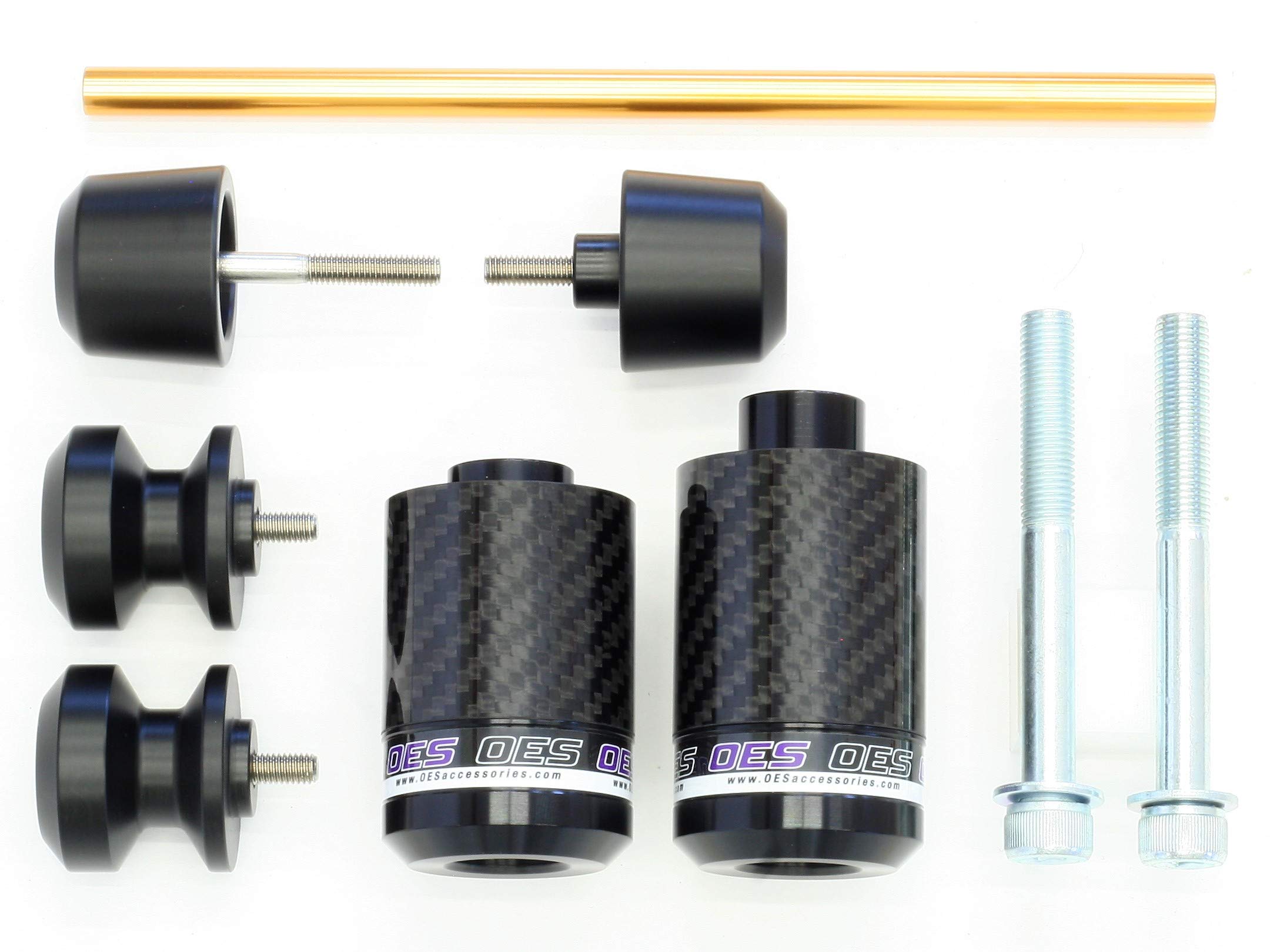 OES Carbon Frame Sliders Swingarm Spools Fork Sliders for 2015-2020 Yamaha FJ-09 Tracer 900 GT (Purple) - Motorcycle Protection for Street Riding and Commuting