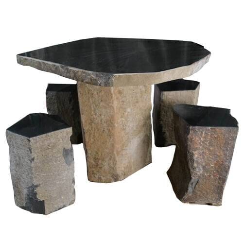 Anjon Modern Dining Table Set with 4 Stools - Flat Edge Polished Design for Kitchen, Dining Room & Small Spaces