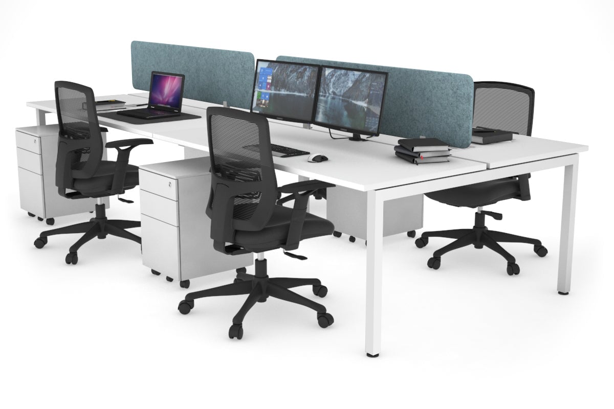 Quadro Square Legs 4-Person Office Workstation Desk - 1800mm x 700mm (71