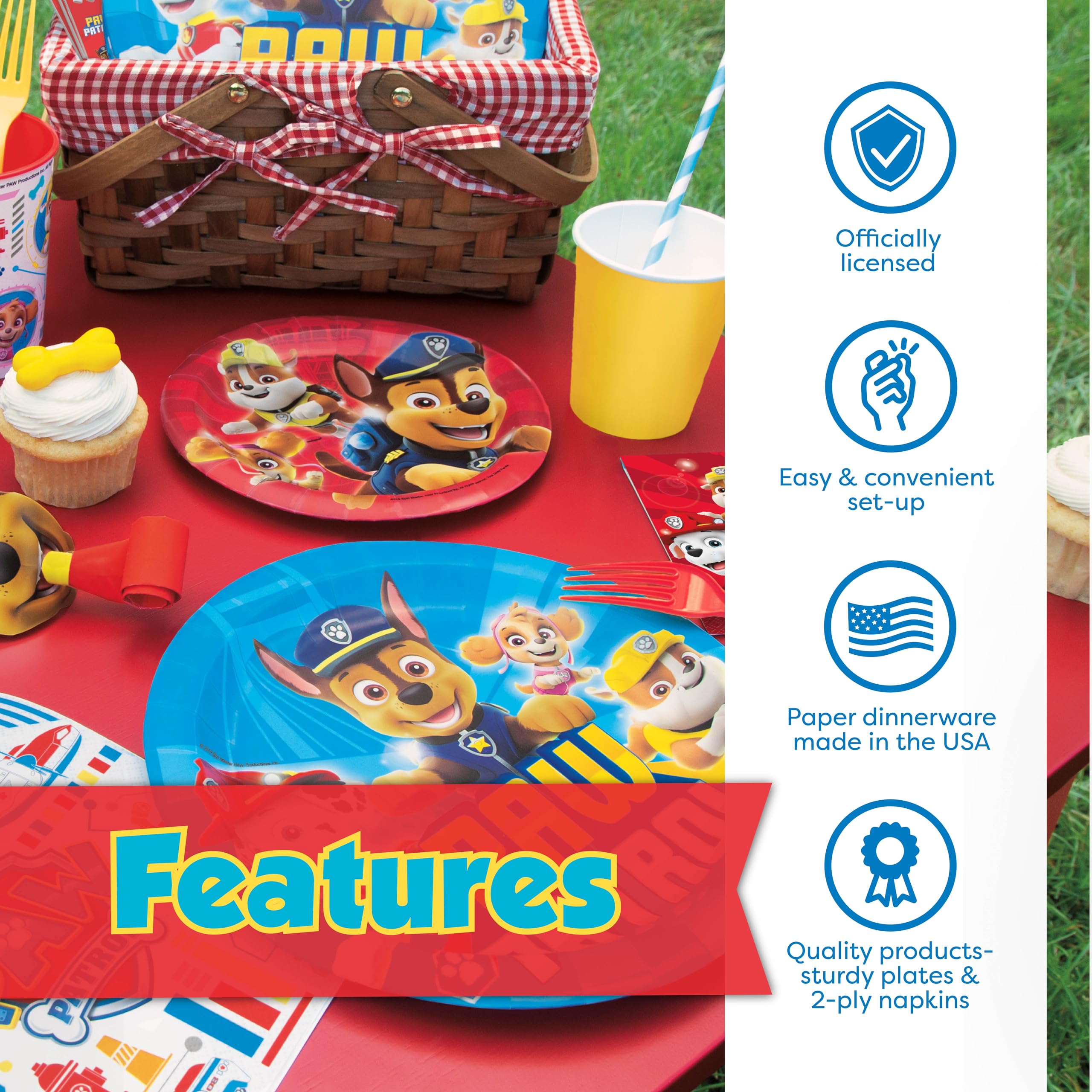 Paw Patrol Birthday Party Decorations Set - Officially Licensed Supplies for 16 Guests | Includes Banner, Tablecloth, Plates, Napkins & Stickers | Perfect for Kids' Birthday Parties, Themed Events & Classroom Celebrations