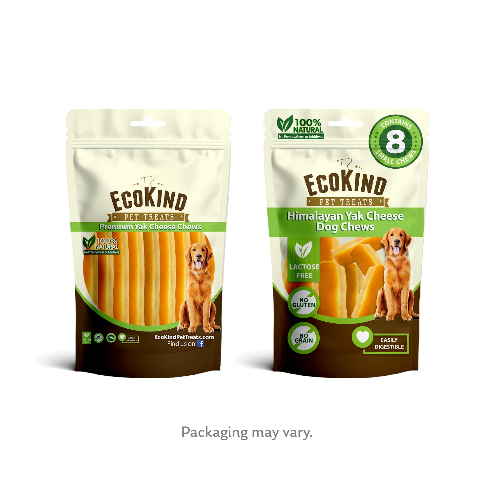 EcoKind Himalayan Yak Cheese Dog Chews - All Natural Premium Dog Treats for Small, Medium & Large Breeds | Healthy, Long-Lasting & Easily Digestible | Perfect for Training, Teething & Dental Health (8-Pack)