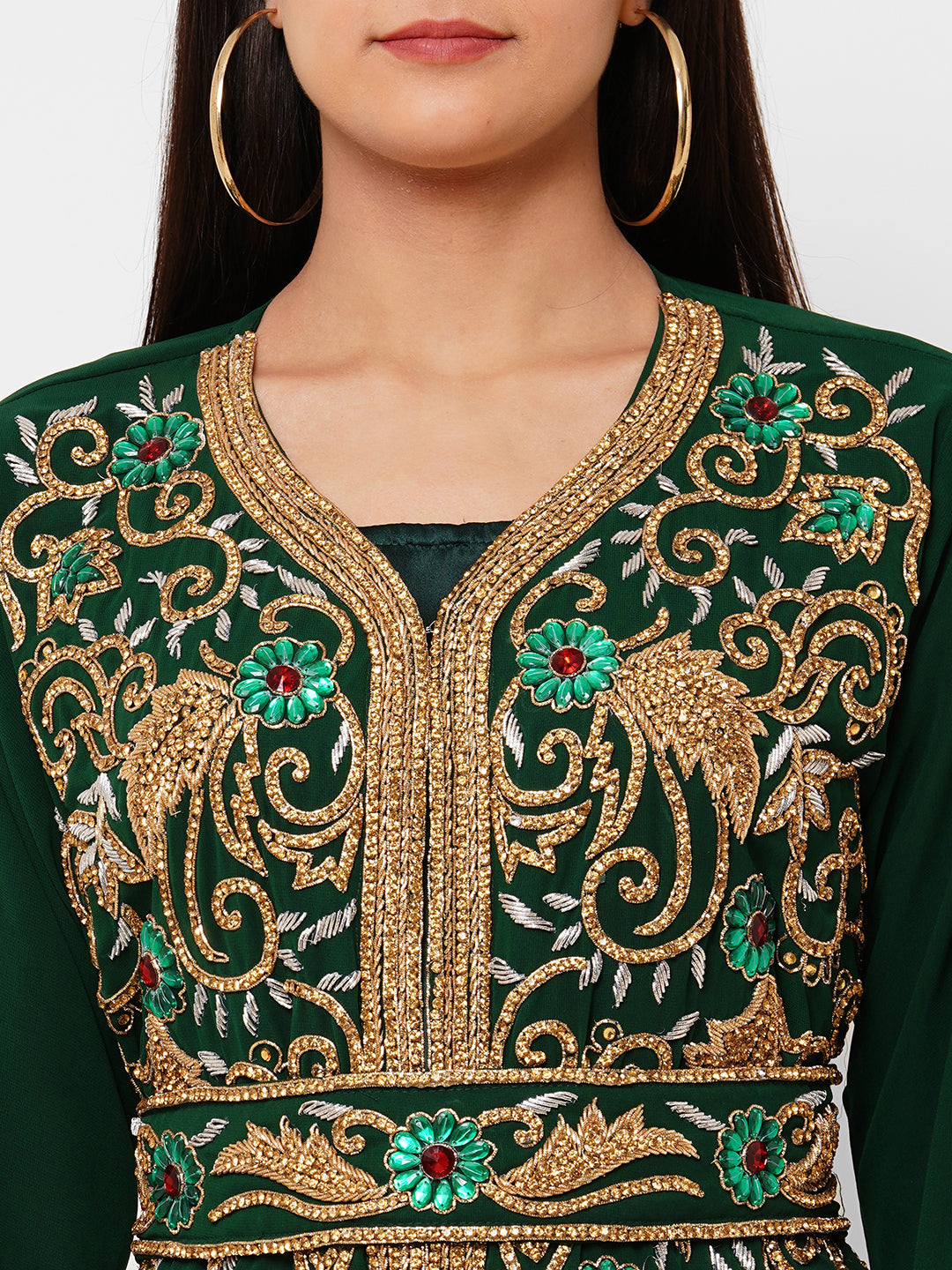 Exquisite Zardosi Embroidered Kaftan Wedding Dress for Brides - Perfect for Indian Weddings, Bridal Showers & Special Occasions
