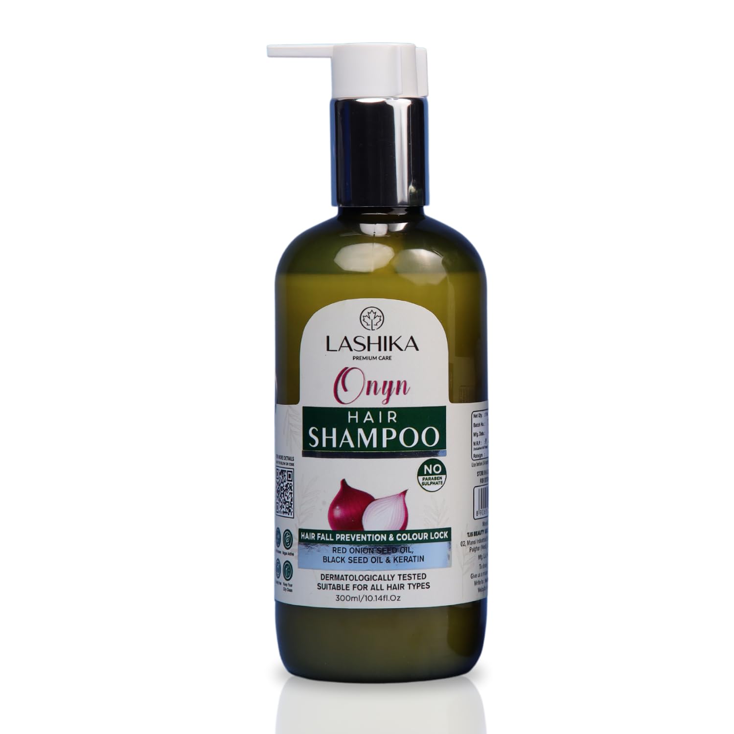 Lashika Onion Shampoo with Onion Seed Oil & Black Seed Oil - Keratin & Vitamin E Enriched Hair Growth Shampoo for Hair Loss, Itchy Scalp & Frizzy Hair - 300ml Sulfate-Free Shampoo for Damaged & Weak Hair - Perfect for Daily Hair Care & Scalp Nourishment