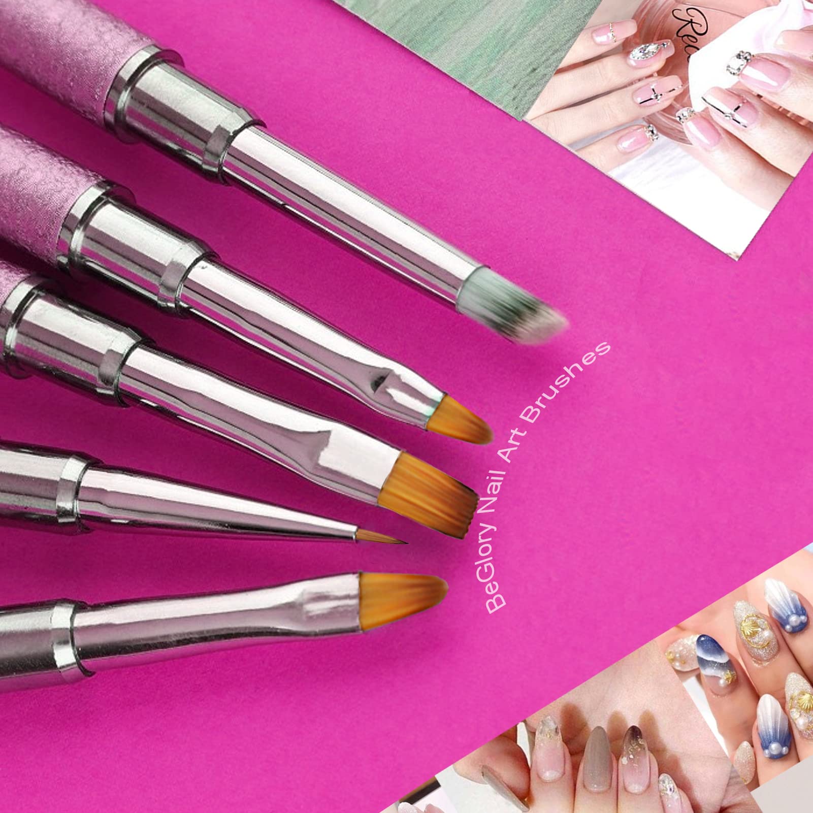 10PCS Acrylic Nail Art Brushes Set - Professional Manicure Tools for Acrylic Powder, Nail Extension & DIY Design - Round, Flat & Detail Brushes for Salon & Home Use - Perfect for Nail Art, Gel Polish & Pedicure Application