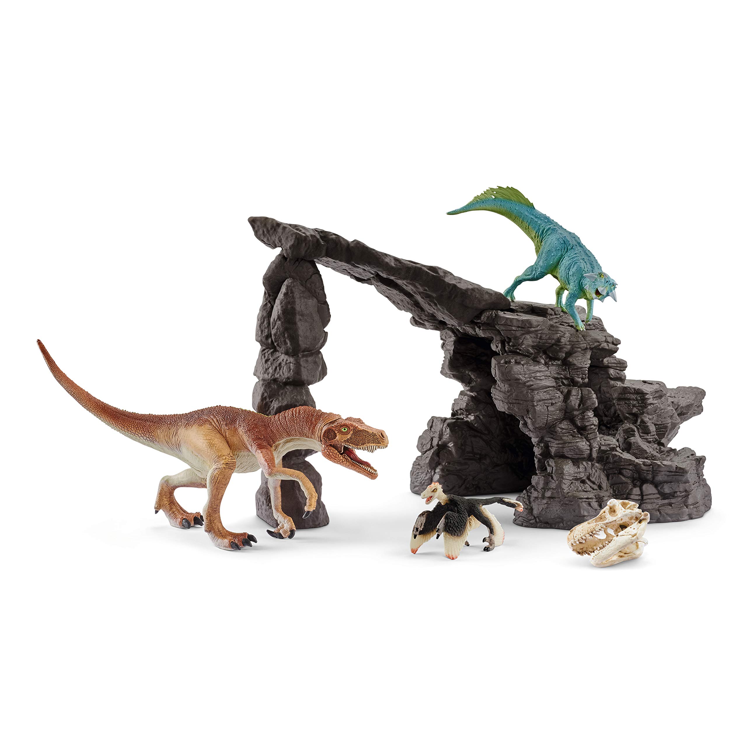 Schleich Dinosaurs Playset - 7 Realistic Dinosaur Figures with Cave for Kids | Educational Dinosaur Toys for Boys & Girls Ages 4+ | Perfect for Pretend Play, Birthday Gifts & STEM Learning