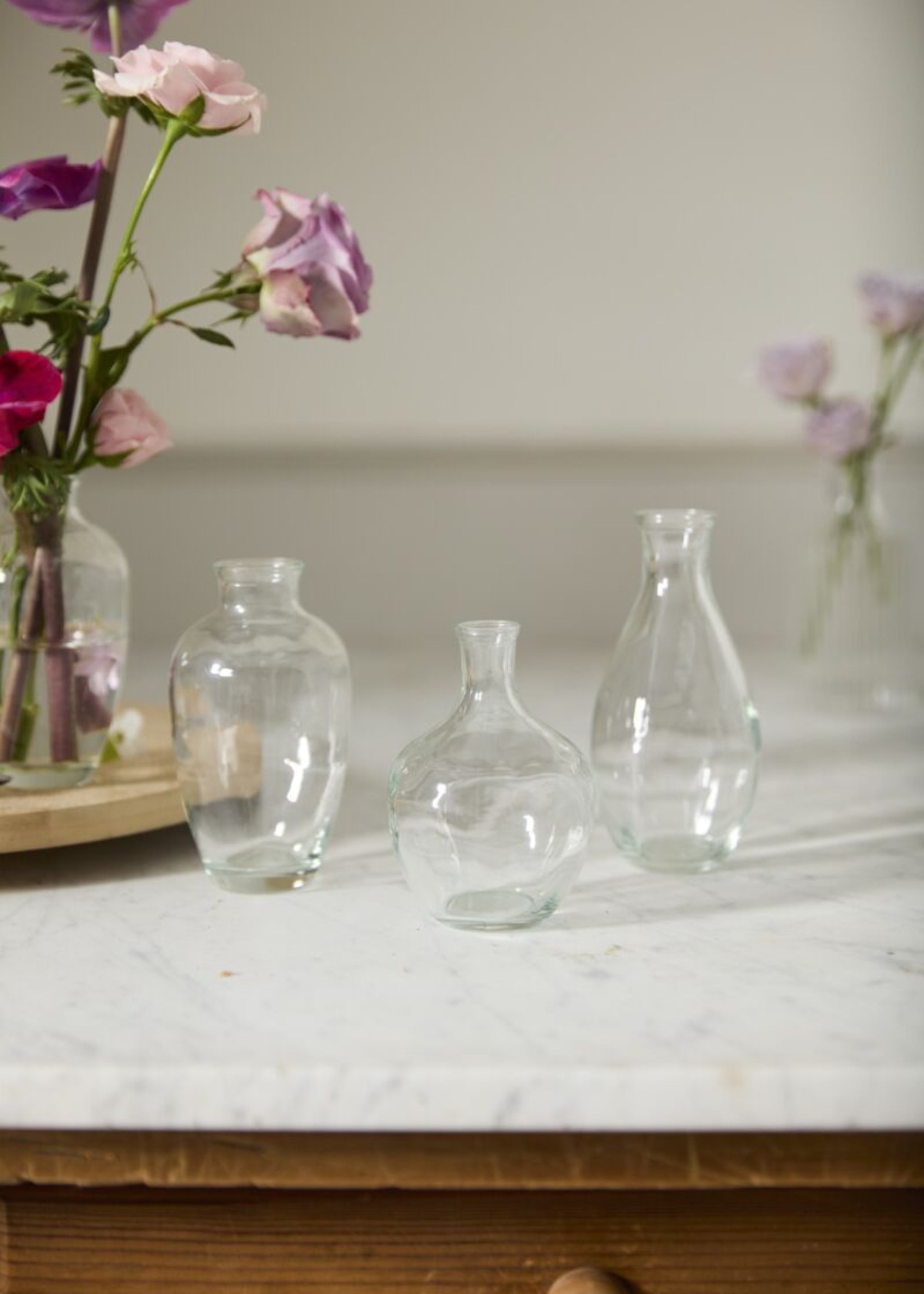 Set of 3 Clear Glass Bud Vases - 4.25