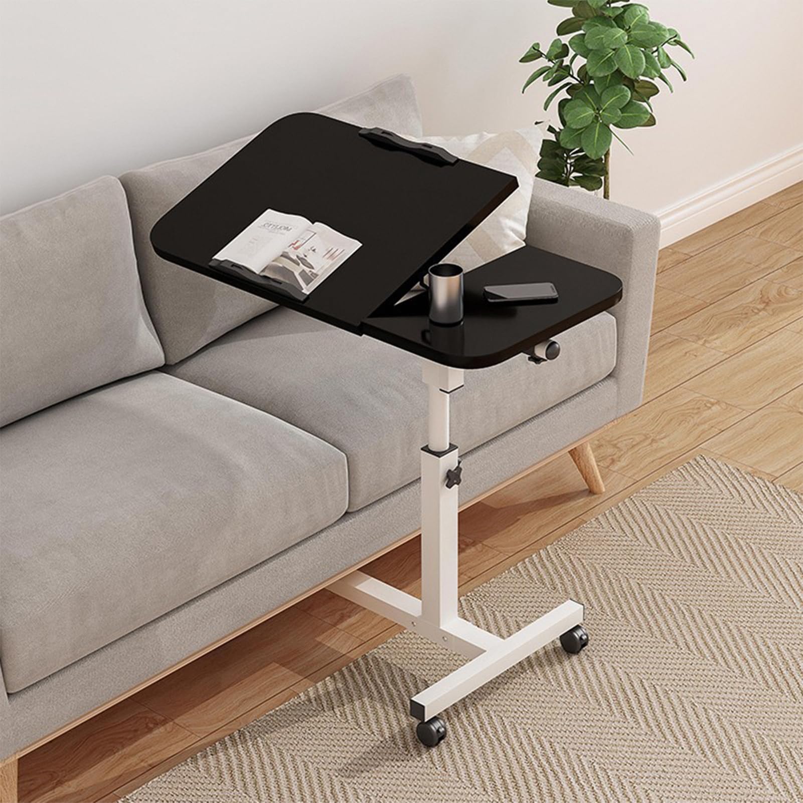 Adjustable Overbed Table with Wheels - Height Adjustable (23.6