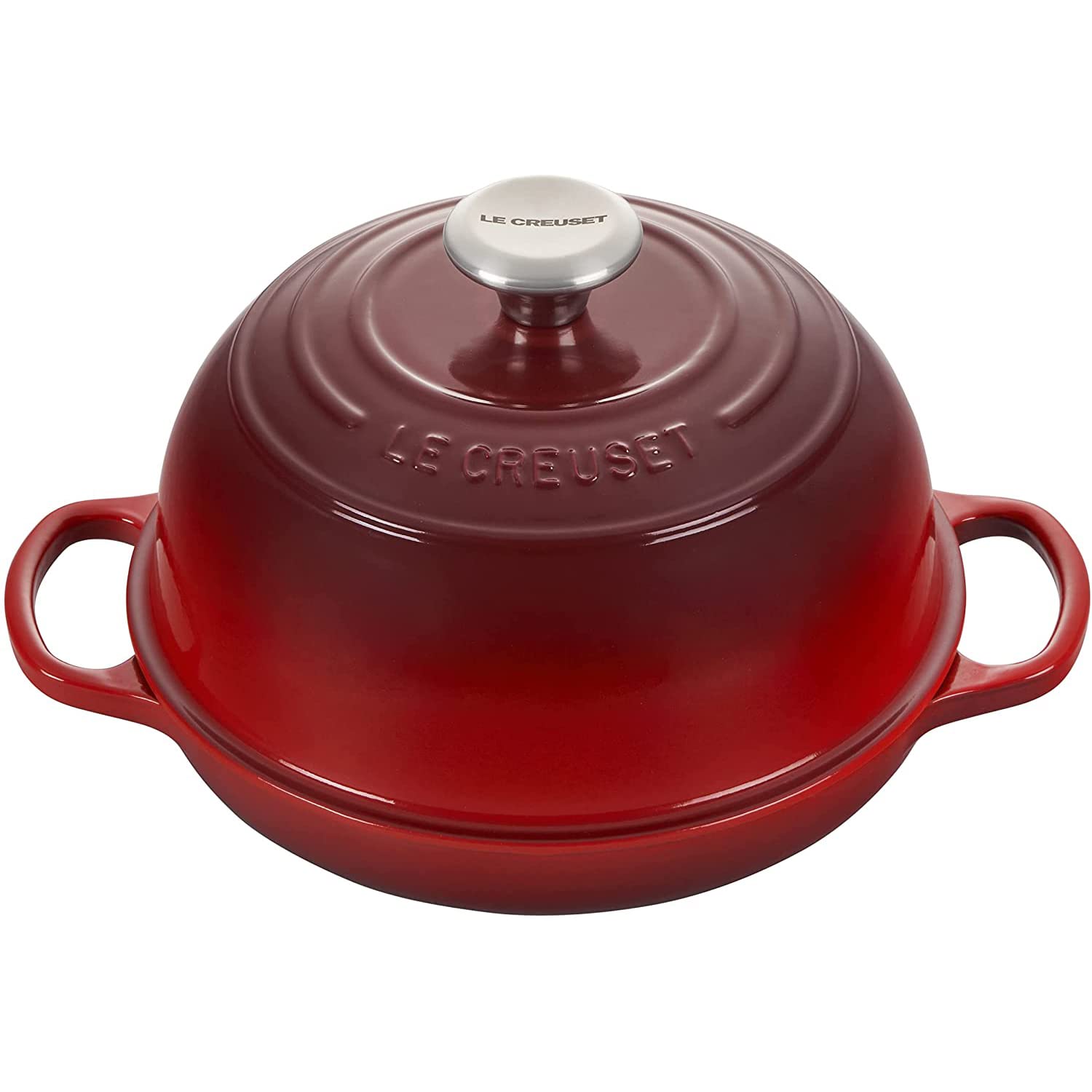 Le Creuset Signature Enameled Cast Iron 9.5 Inch 1.75 Quart Bread Oven - Cerise Red with Personalized Stainless Steel Knob | Perfect for Baking Artisan Bread, Sourdough, and Dutch Oven Recipes at Home