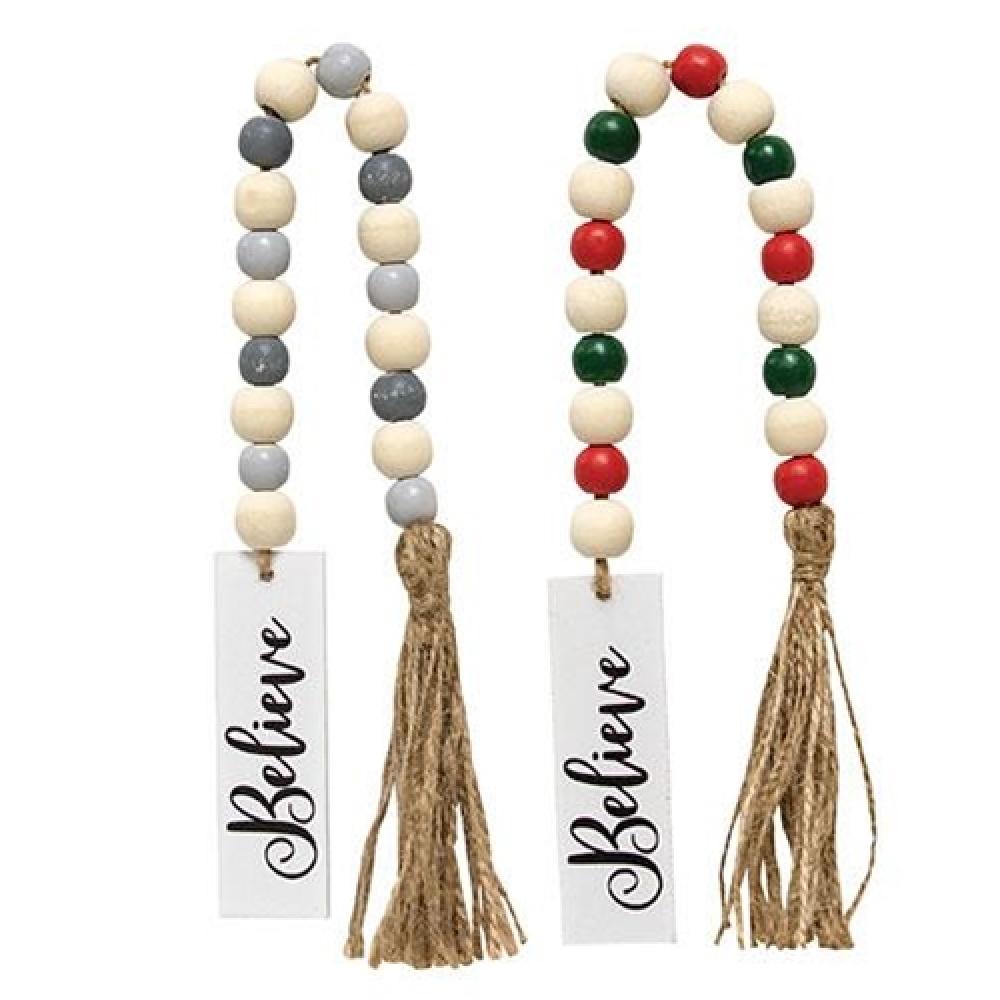 Believe Tassel Garland with Beads - 2 Assorted Colors - Perfect for Party Decorations, Baby Showers & Home Decor