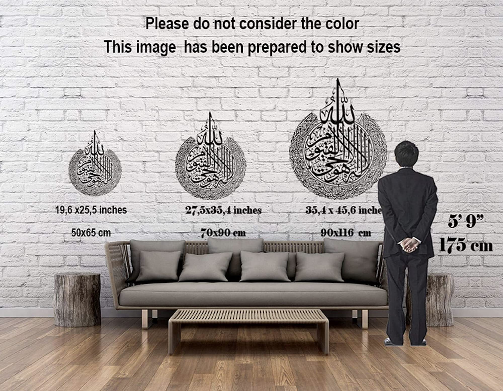 Shiny Gold Metal Ayatul Kursi Wall Art - Islamic Home Decor for Living Room, Ramadan & Eid Gifts - 35.4x27.5 Inches (70x90cm) - Perfect for Muslim Households, Prayer Rooms & Spiritual Spaces