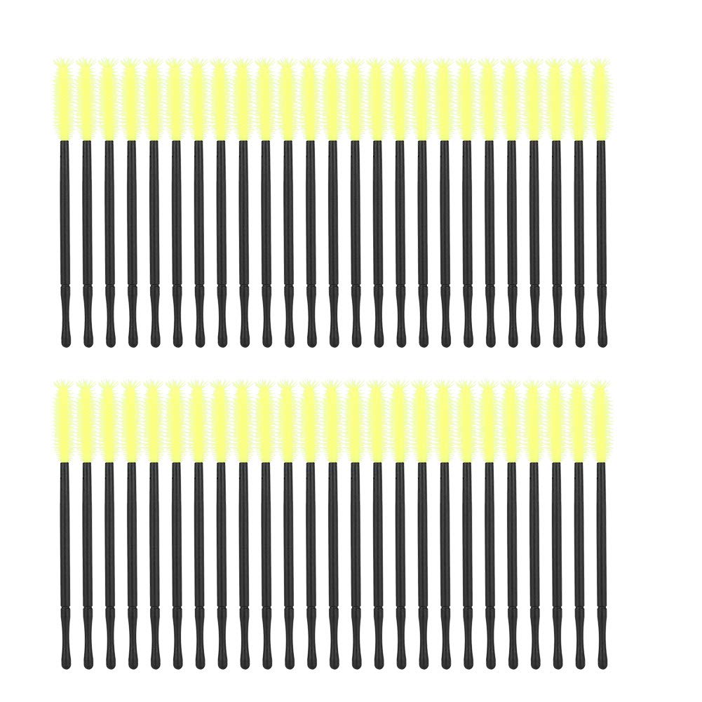 50pcs Silicone Eyelash Brushes - Professional Makeup Brushes & Eyelash Combs for Mascara Application (Yellow Pine Style) - Perfect for Salon, Home Use & DIY Lash Extensions