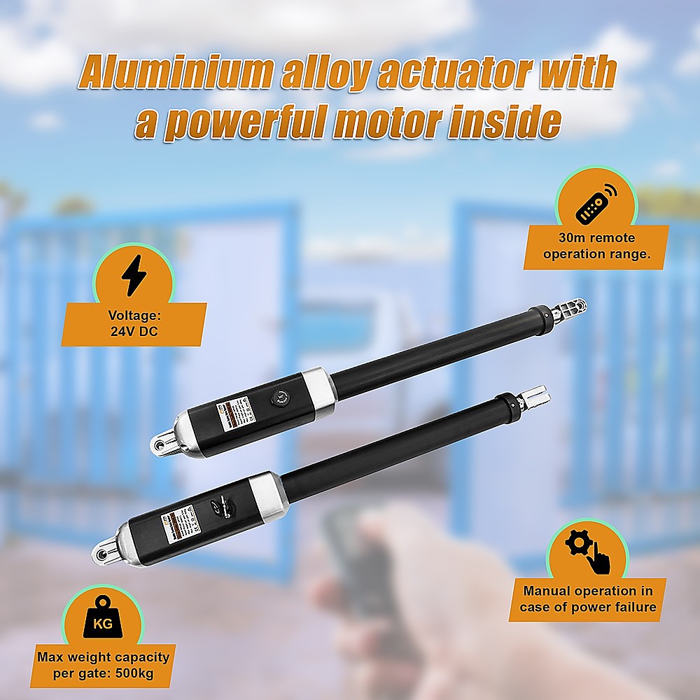 1000KG 10W Solar Powered Double Swing Automatic Gate Opener with Remote Control - Perfect for Driveway, Farm, and Ranch Security Gates