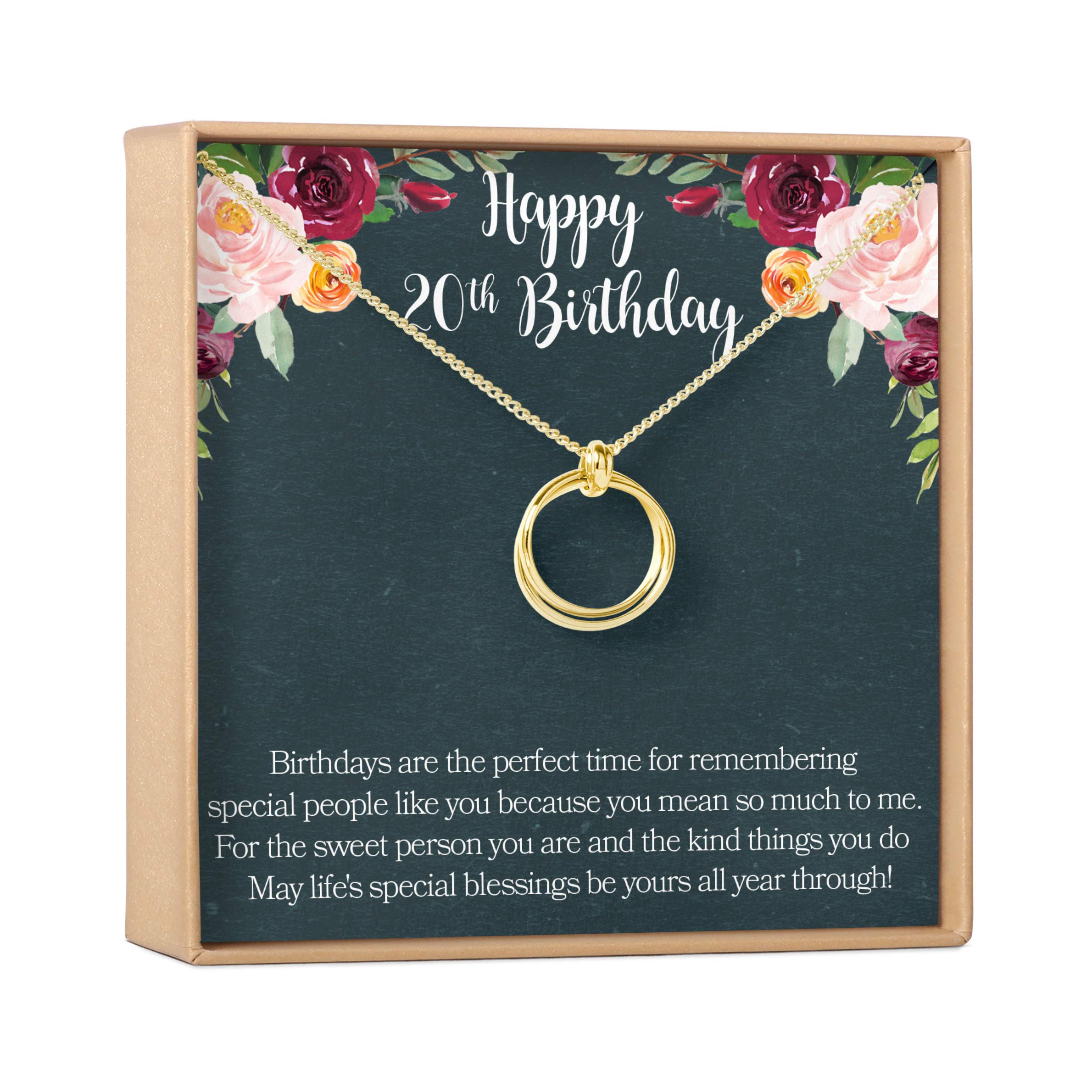 Dear Ava 20th Birthday Gift Necklace - Gold Plated Brass Linked Circles Pendant Jewelry for Women | Perfect Birthday, Anniversary & Graduation Gift for Her | Elegant Everyday Wear & Special Occasions