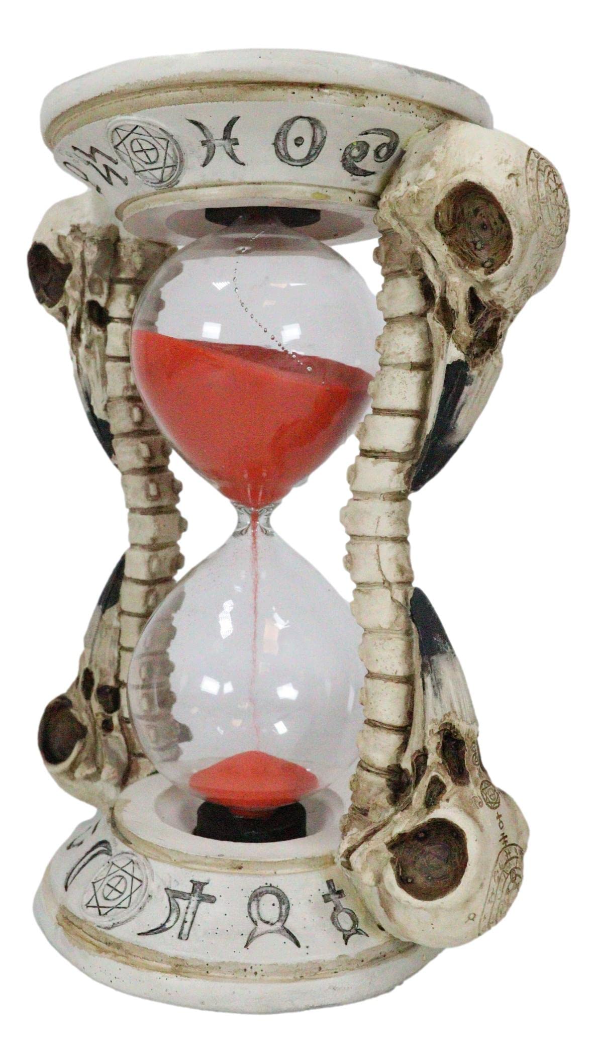 Ebros Gothic Alchemy Symbols Plague Doctor Raven Skull Sand Timer - Decorative Macabre Hourglass with Skeleton Spine Bones - Perfect for Halloween Decor, Gothic Home Accent & Dark Academia Aesthetics
