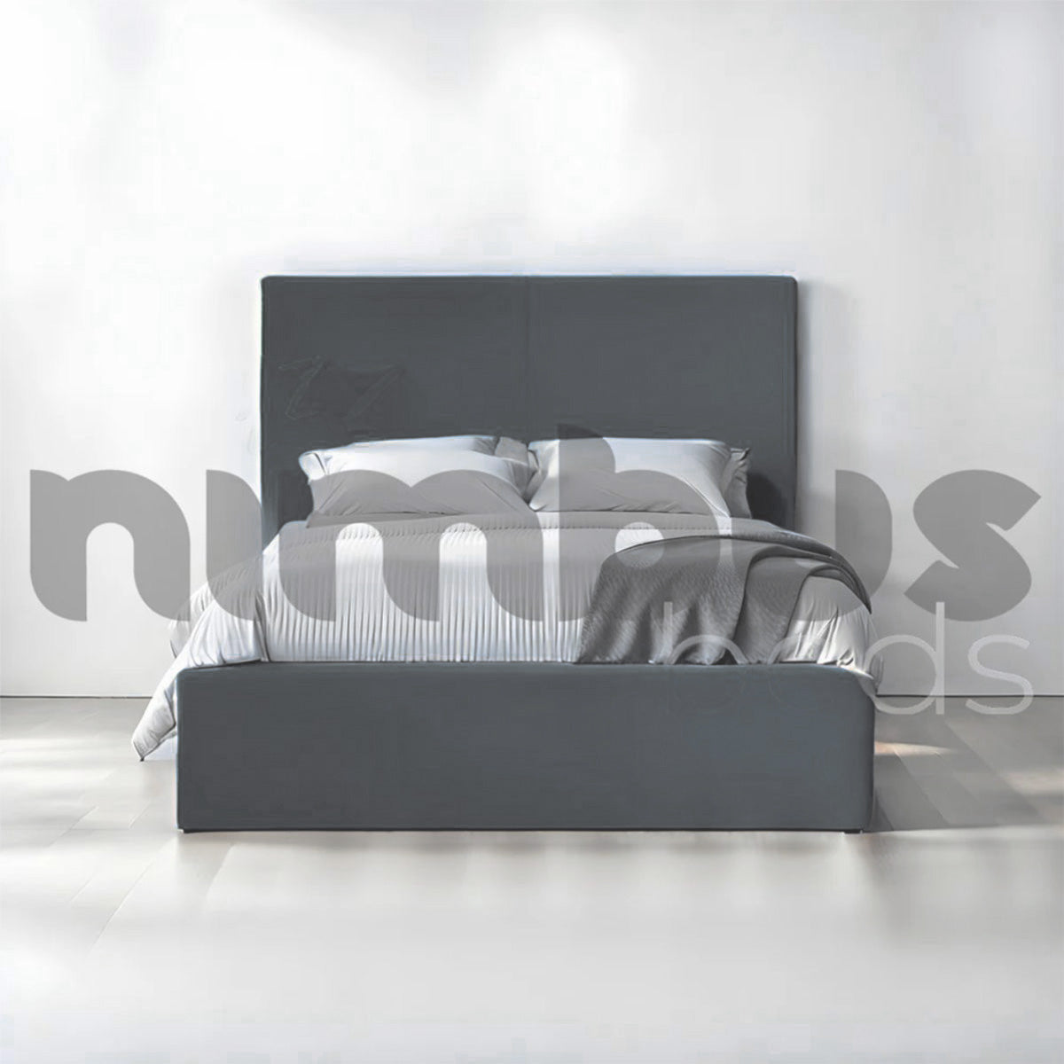 Modern Two Square Panel Bed Frame - Queen Size, Sturdy Wooden Platform Bed with Headboard & Footboard - Perfect for Bedrooms, Guest Rooms & Apartments